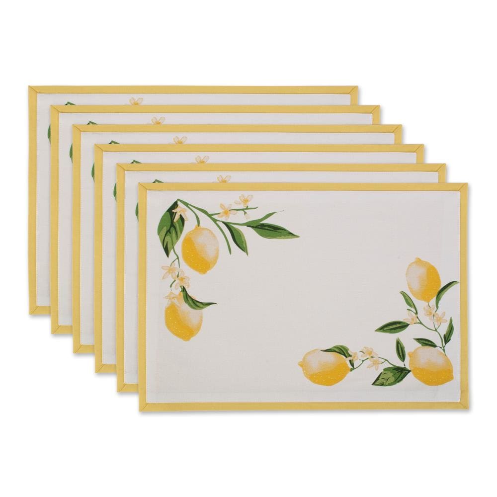 DII CAMZ11728 6 -Pack Lemon bliss Wicker Rectangle Placemats