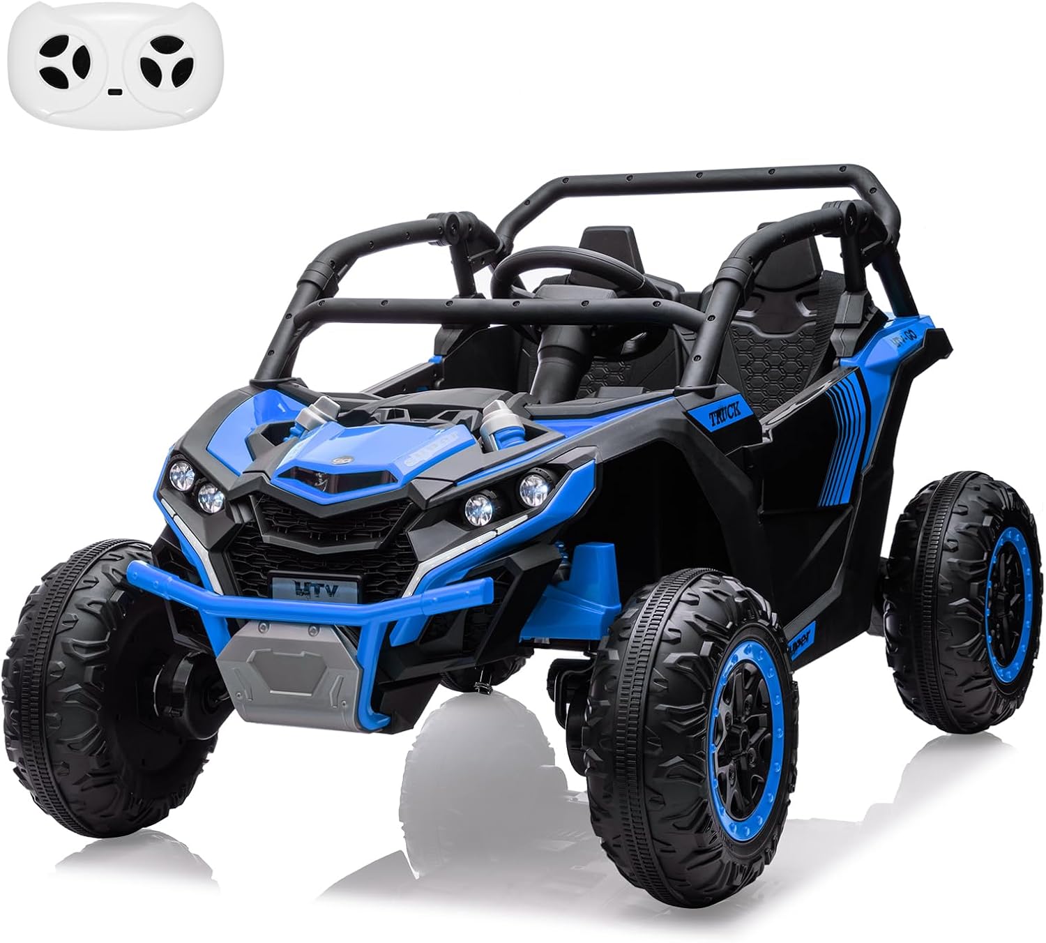 Qeetex LHF-TC-WQ591079 2 Seater Kids Electric Utv 24V 4WD Ride On Car with Remote Control Battery-Powered Off-Road Toy Led Lights and Music for Boys and Girls Ages 3+(Blue)