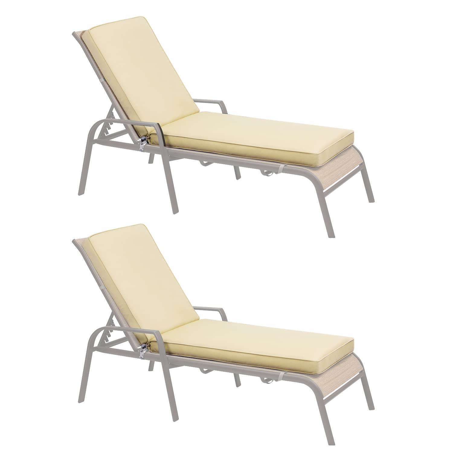 Aoodor A060-PLNLN 42-in x 21.7-in 2 -Piece Beige Patio chaise lounge chair cushion