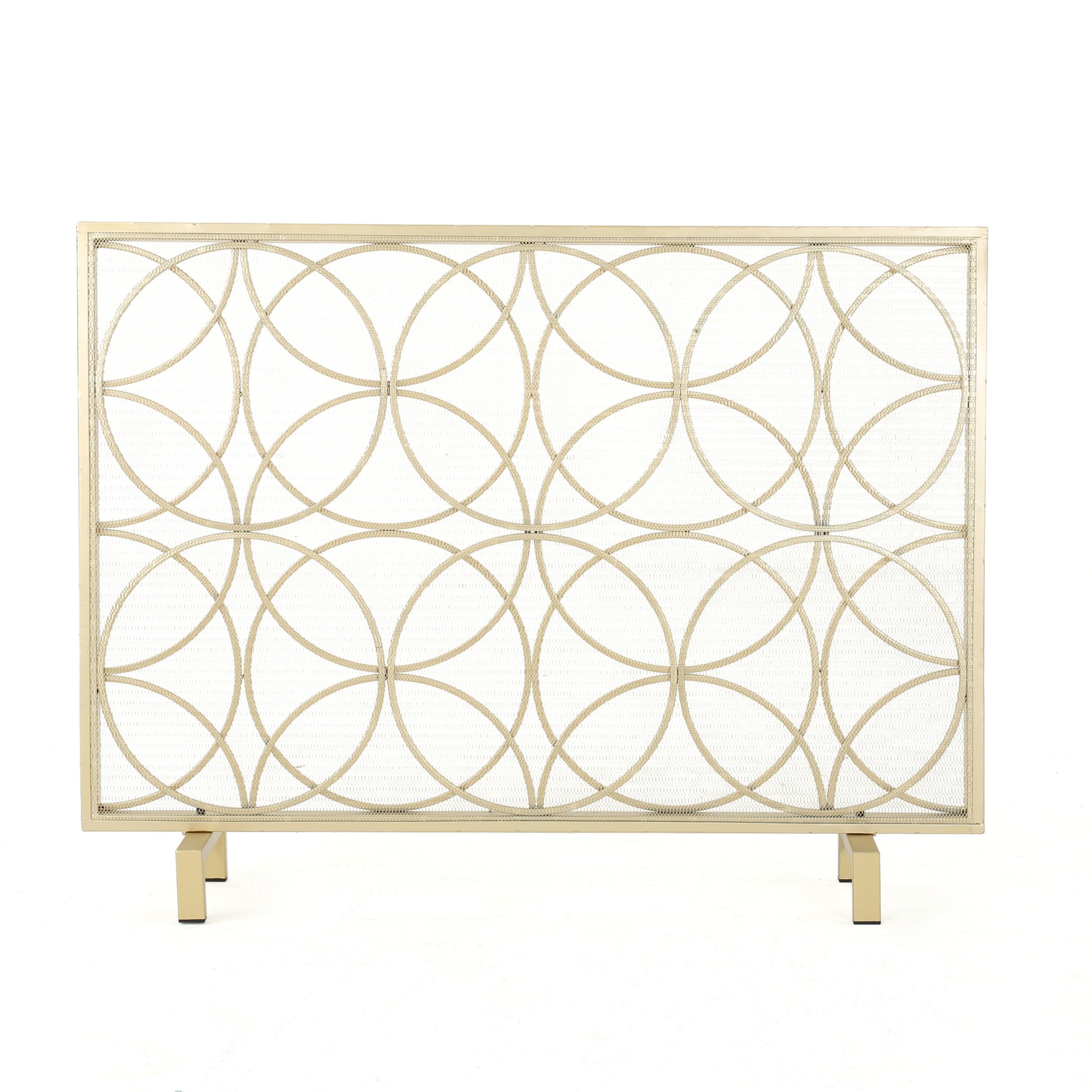Best Selling Home Decor 41.1-in Gold Iron 1-Panel Flat Fireplace Screen ...