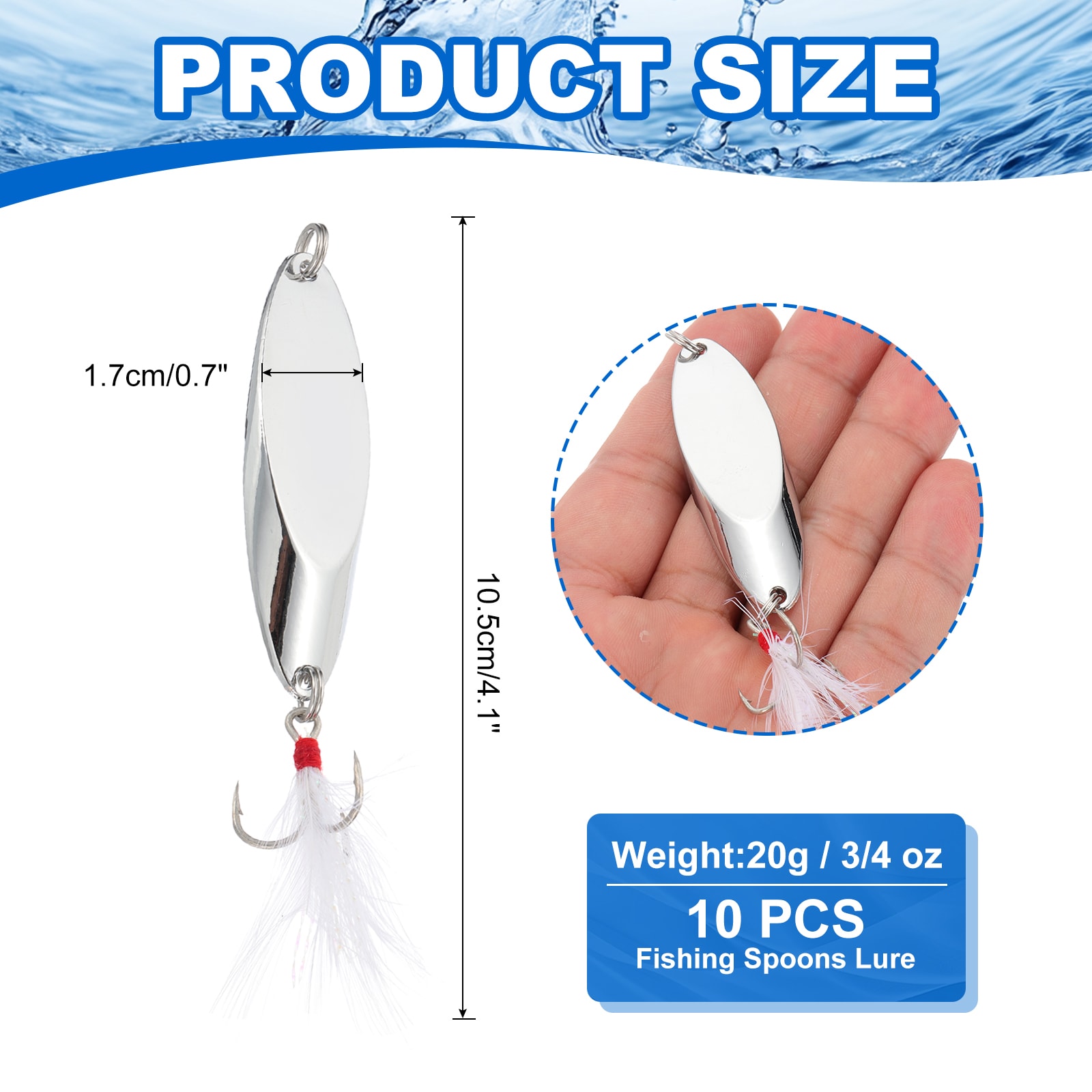 casting metal spoon fishing lure P-Line Pro Steel Silver/Blue / 2/3 oz The Pro Steel Spoon was designed with the perfect cup and edges to give anglers the best underwater action PATIKIL Fishing Spoons 10pcs 3/4