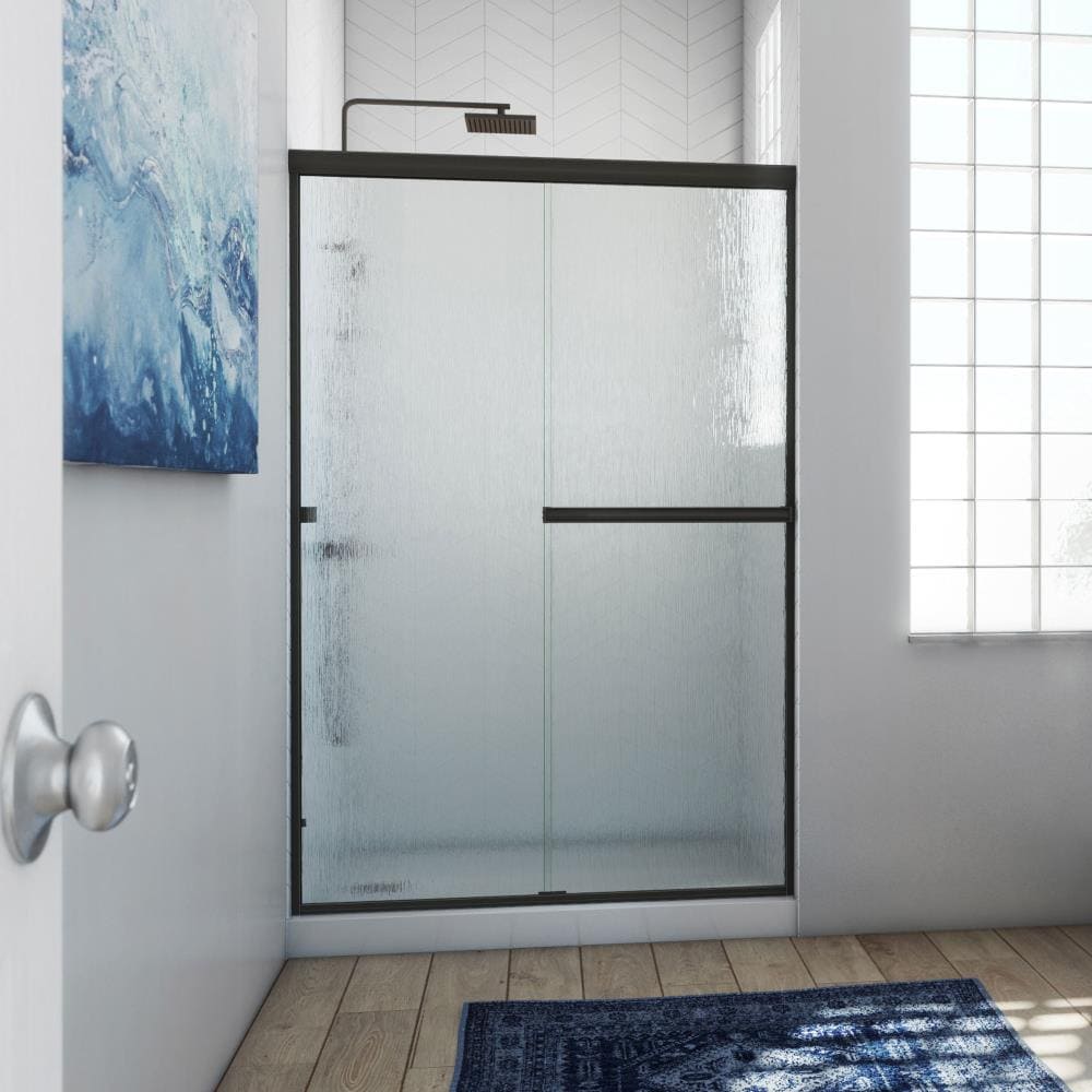 Arizona Shower Door Lite-Euro Anodized Oil-Rubbed Bronze 50-in to 54-in x 70.375-in Semi-frameless Bypass Sliding Shower Door Stainless Steel -  LESE54X703AOBRN