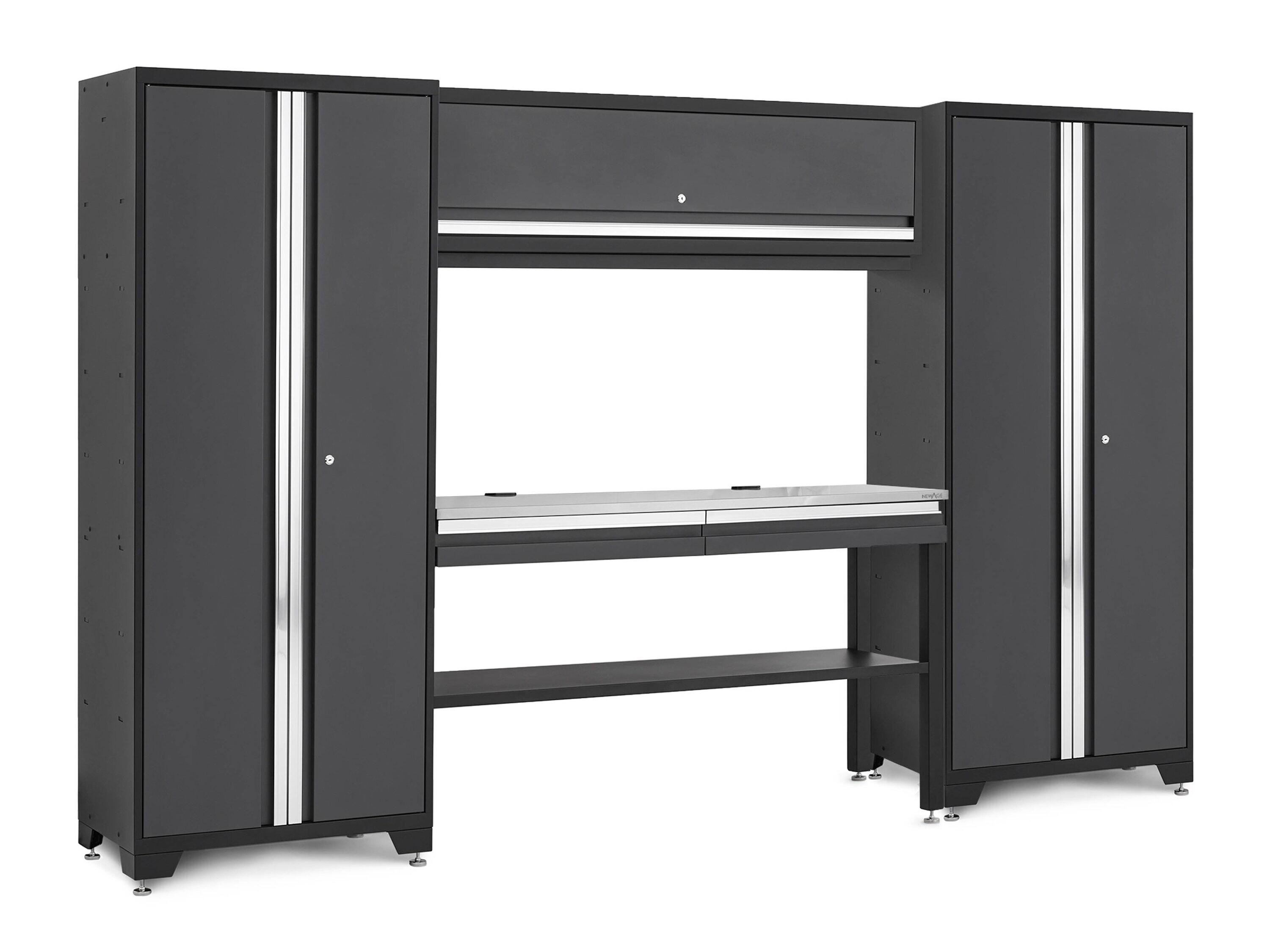 NewAge Products 120-in W x 76.75-in H x 18-in D 3 -Cabinets Steel Charocal Gray Garage Storage System #73513