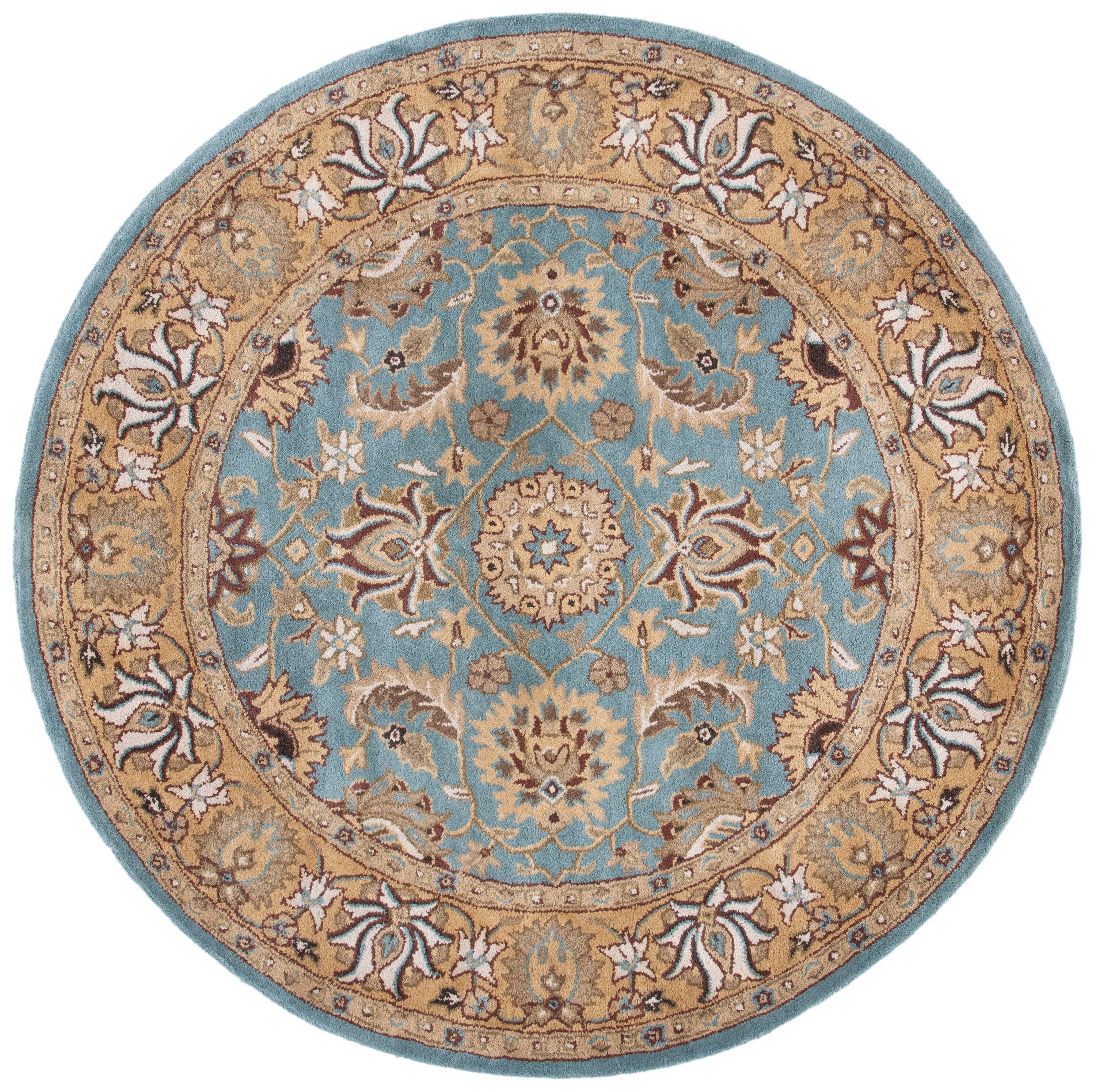 Heritage Blue and Gold 10' Round Hand-Tufted Wool Rug