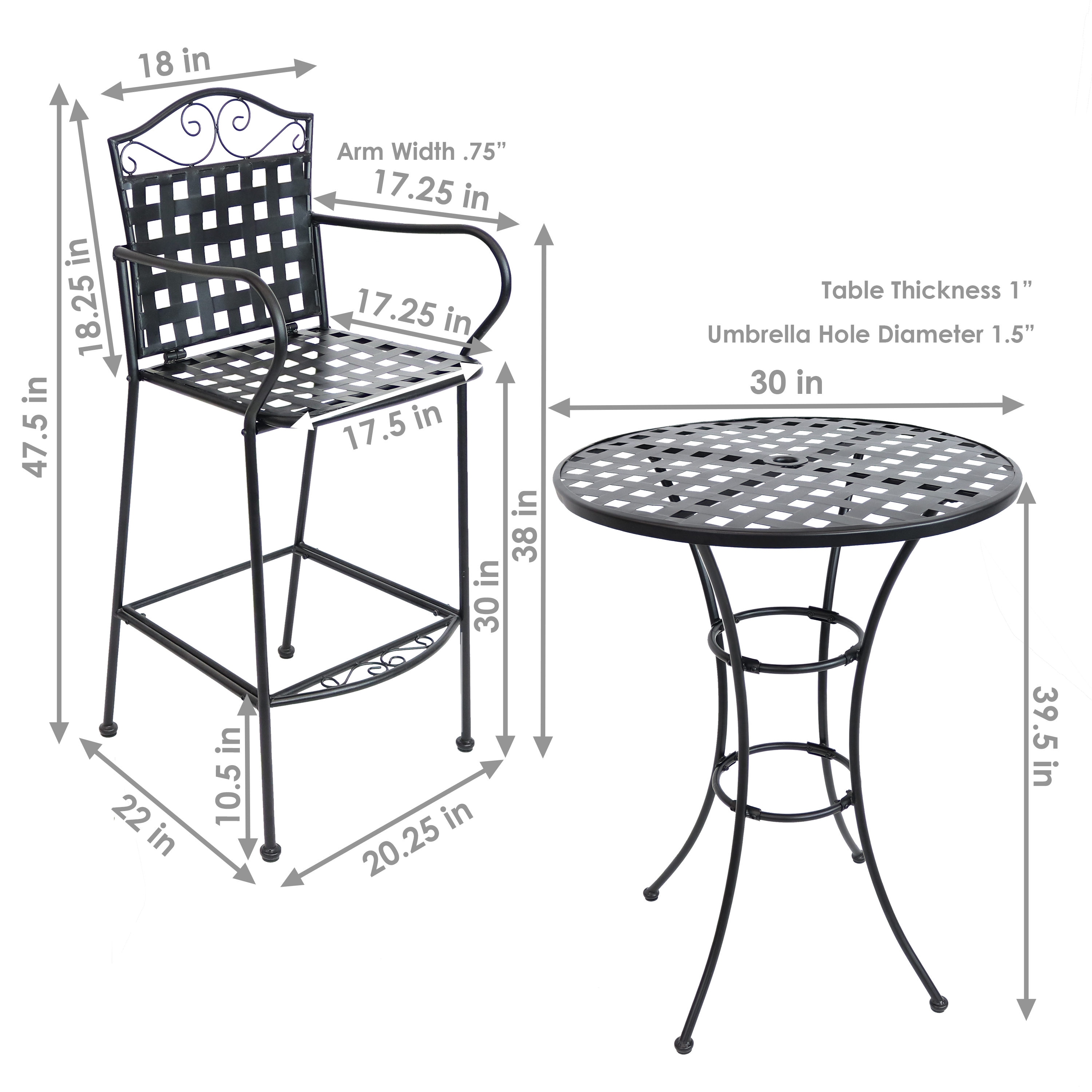 Wrought iron bar sales height patio set