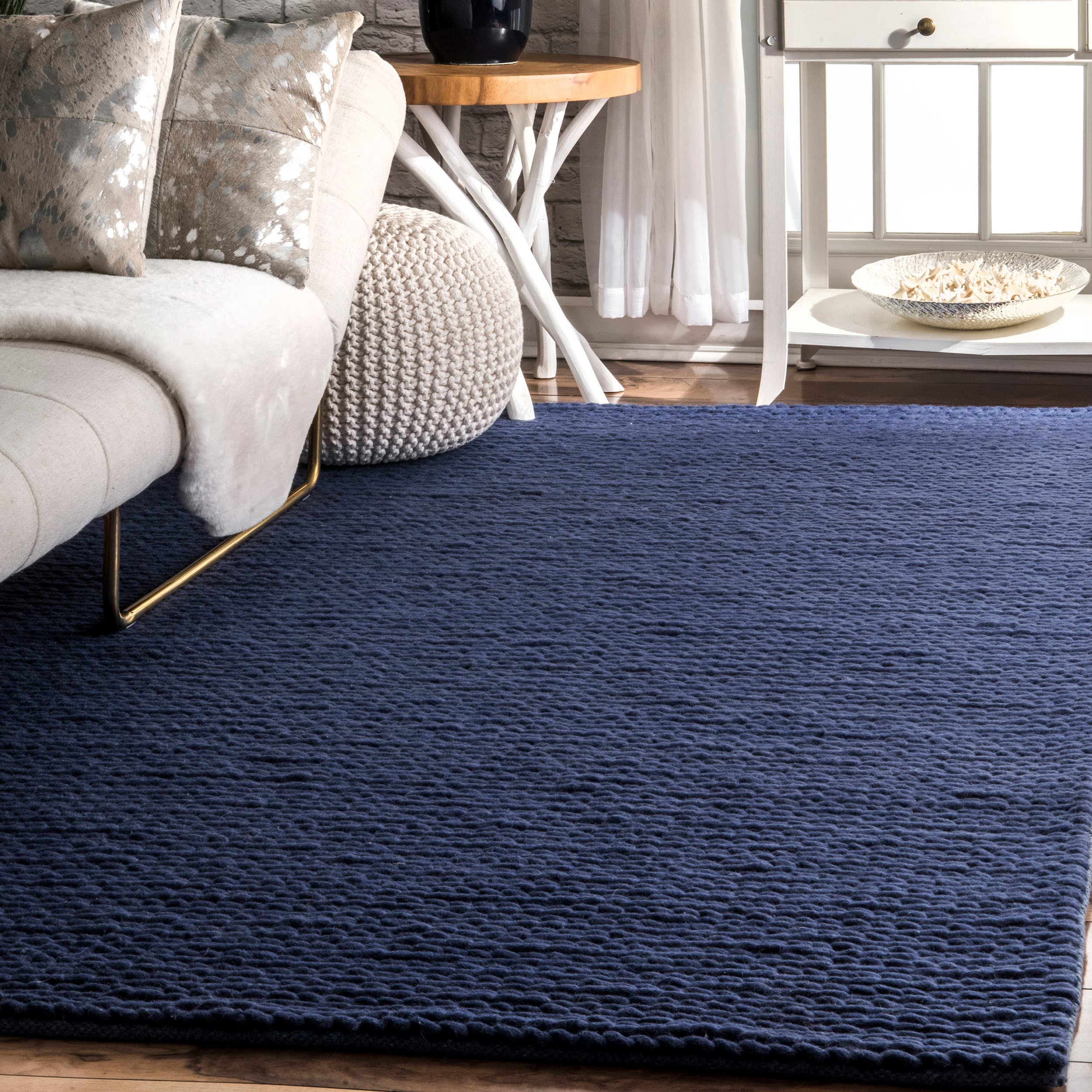nuLOOM CB01C-406 4 x 6 (ft) Braided Wool Navy Rectangular Indoor Area rug