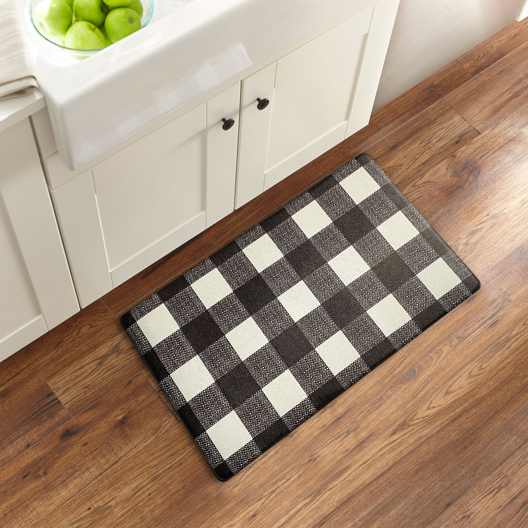 Elrene Home Fashions 194590036287 Farmhouse Living Buffalo Check Rustic Anti Fatigue 2 x 3 (ft) PVC Black/White Rectangular Indoor Geometric Farmhouse/Cottage Throw rug