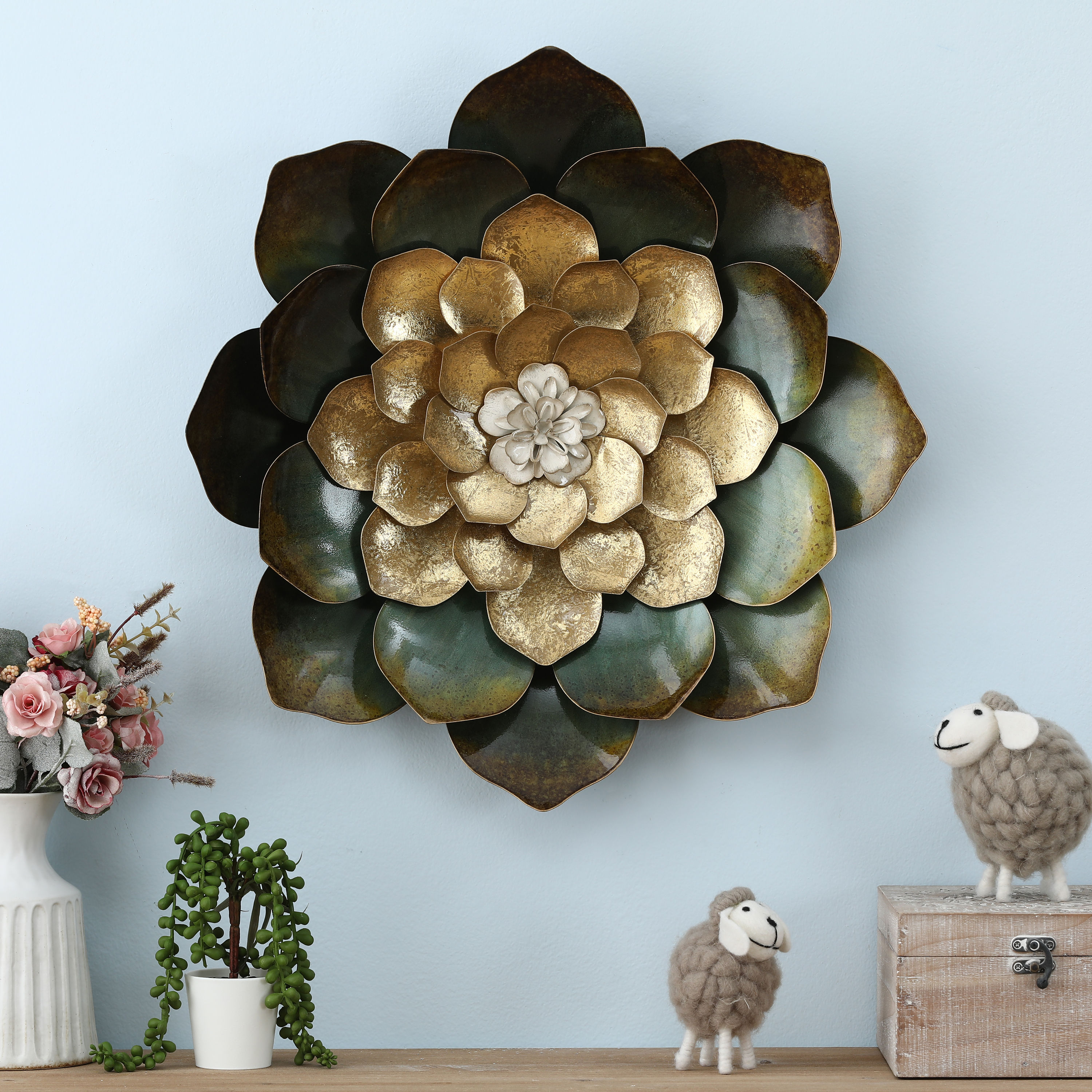 luxen home flower metal wall art