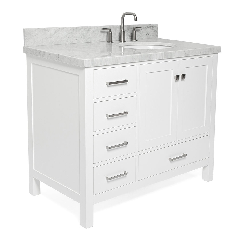 Cambridge 43" White Marble Top Single Basin Vanity