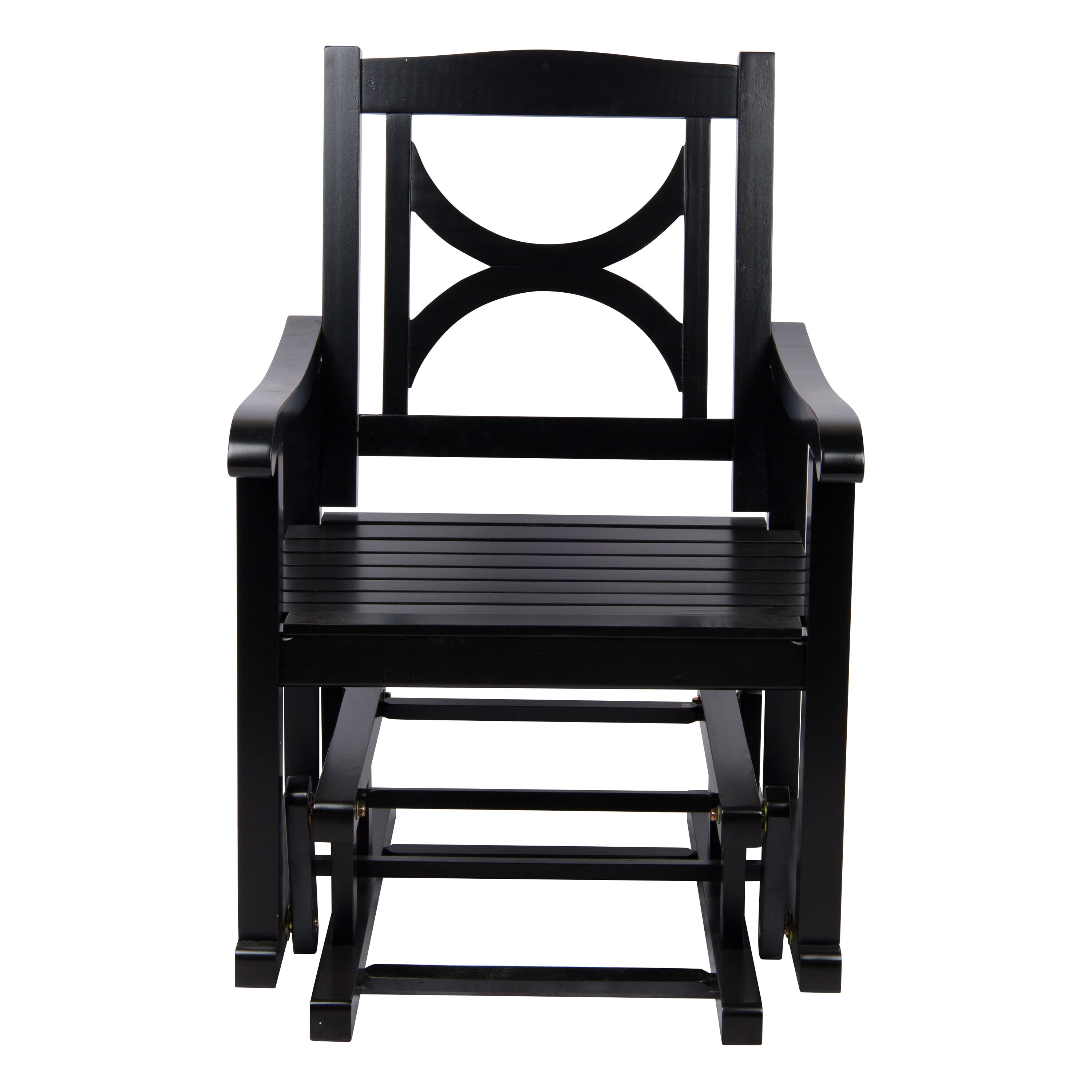 Shine Company Black Wood Frame Glider Balcony Chair with Slat Seat