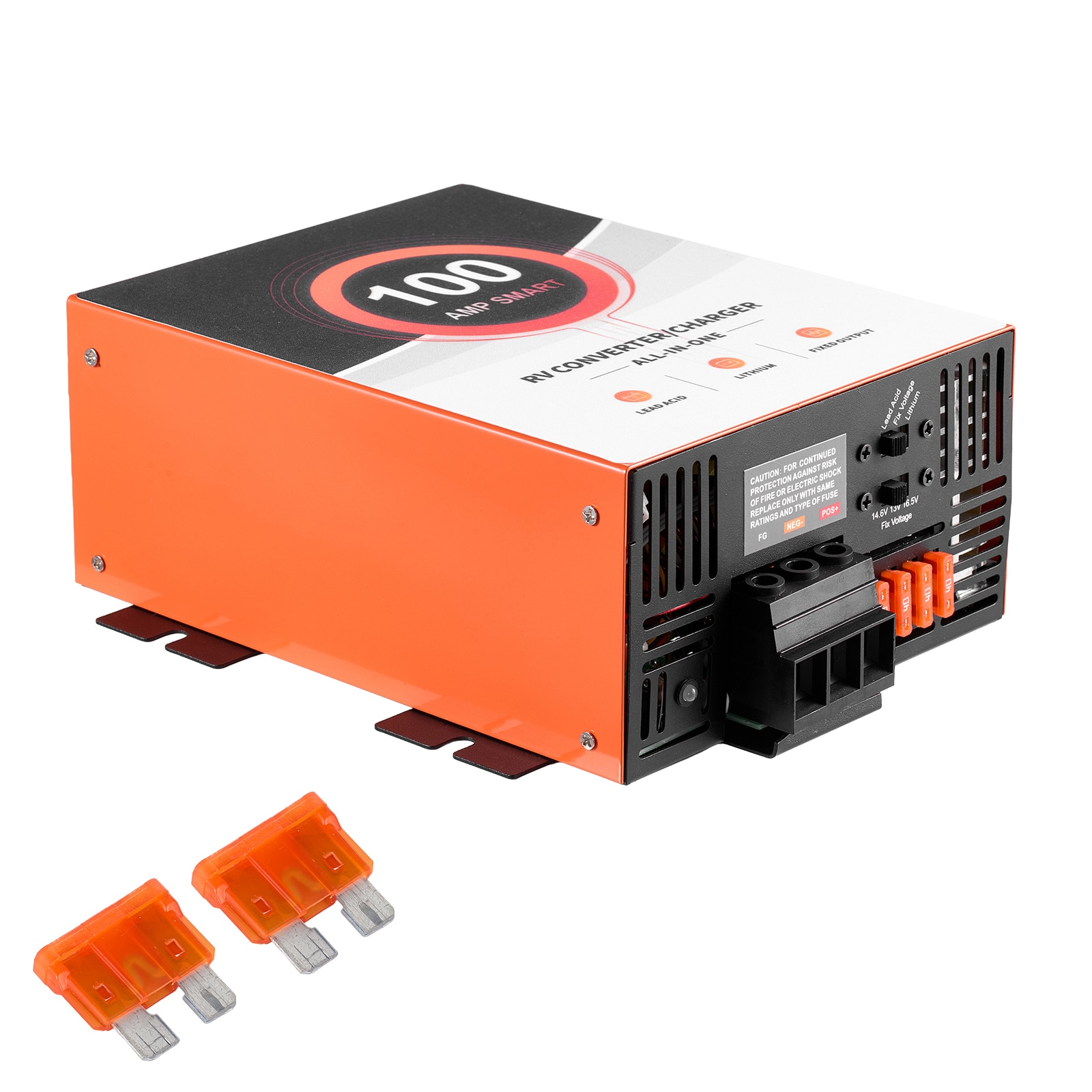 GIVIMO RV Power Converter 100-Amp 110-V to 120-V AC to 12-V DC Converter Battery Charger with Multi Stage Charging Separate Lead Acid and LiFePO4 Modes 6 Protections and Fan for Camper