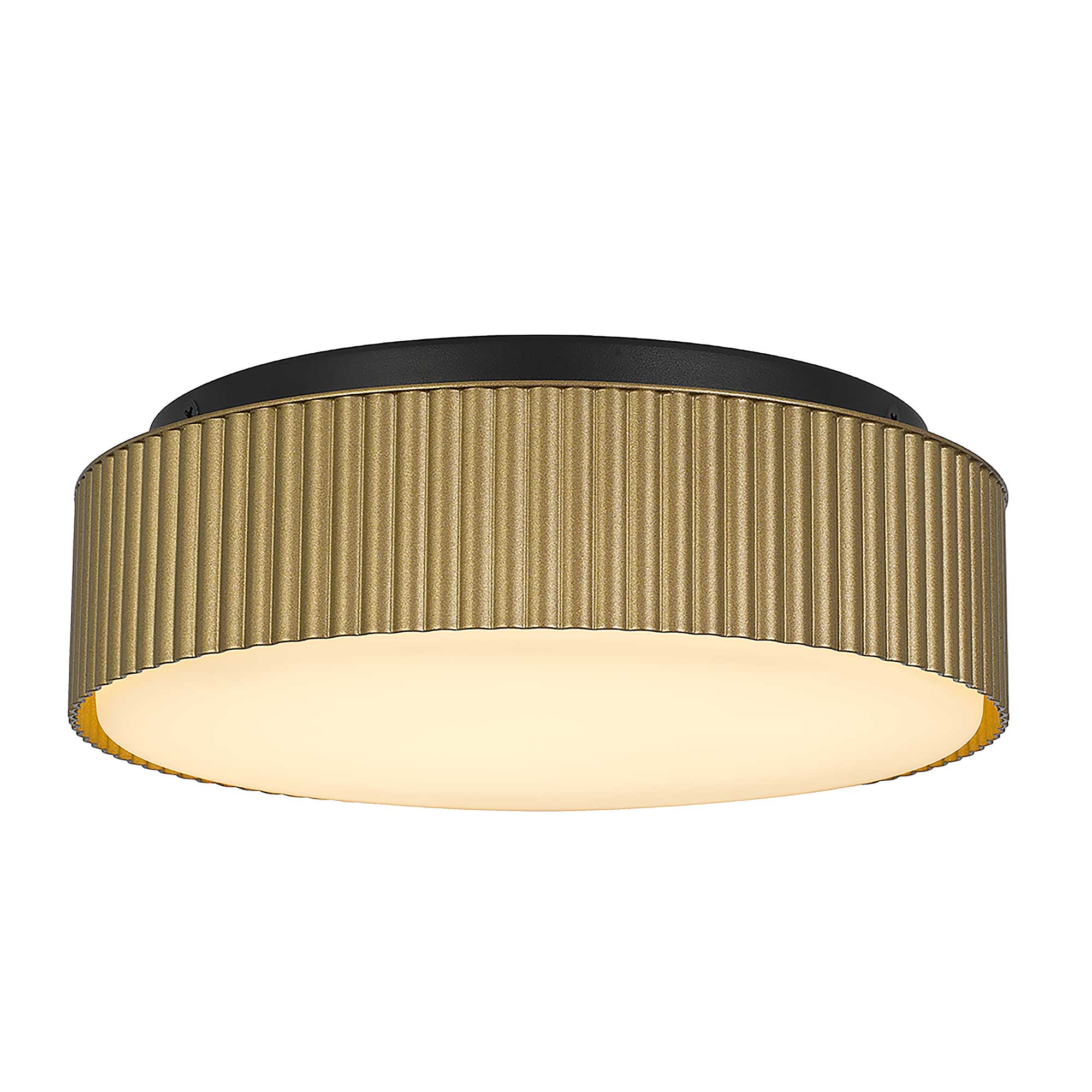 JUSHUA 9 inch Brass LED Flush Mount
