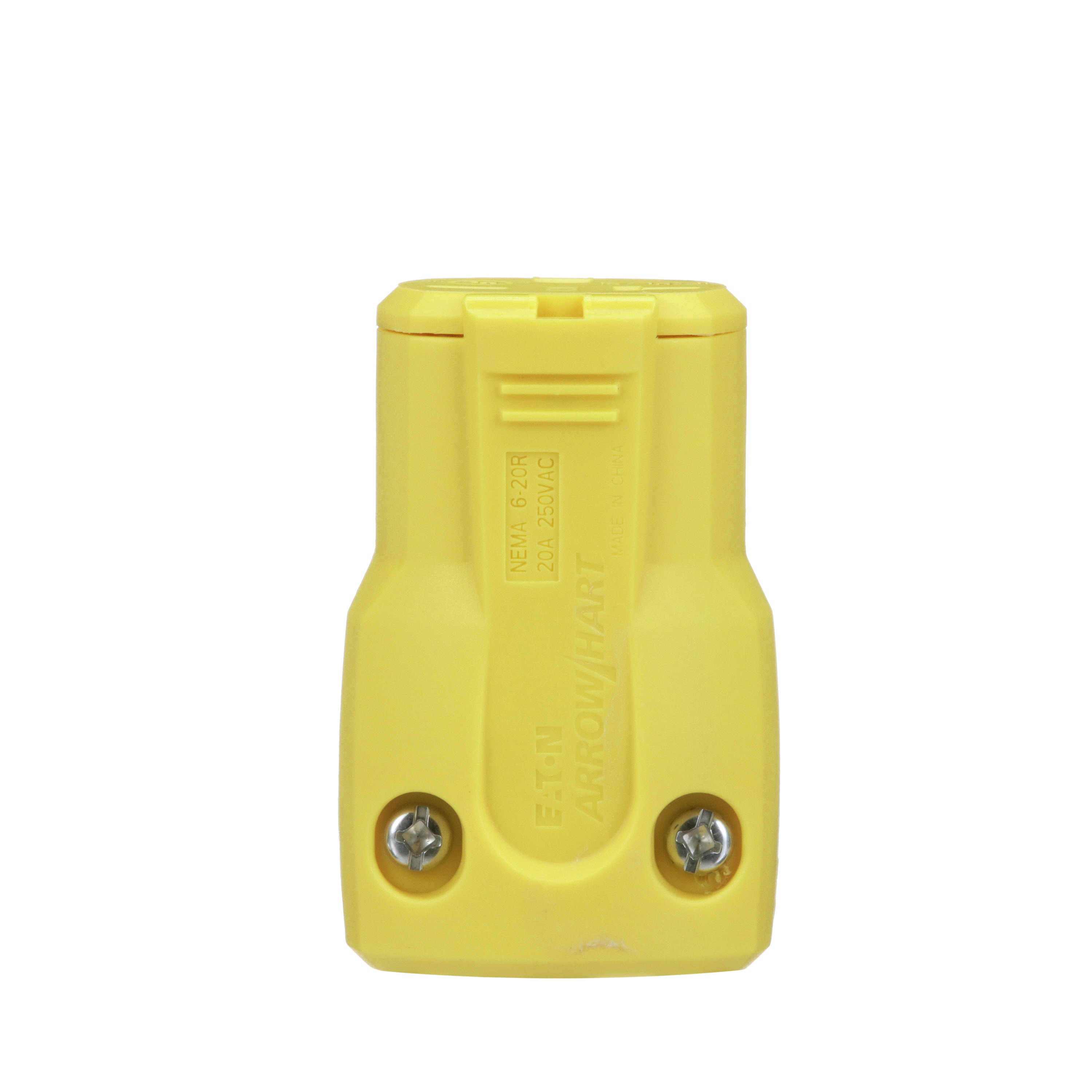 Eaton AH5469Y-F-LW Arrow Hart 20-Amp 250-Volt NEMA 6-20 3-wire Grounding Heavy-duty Straight Connector, Yellow