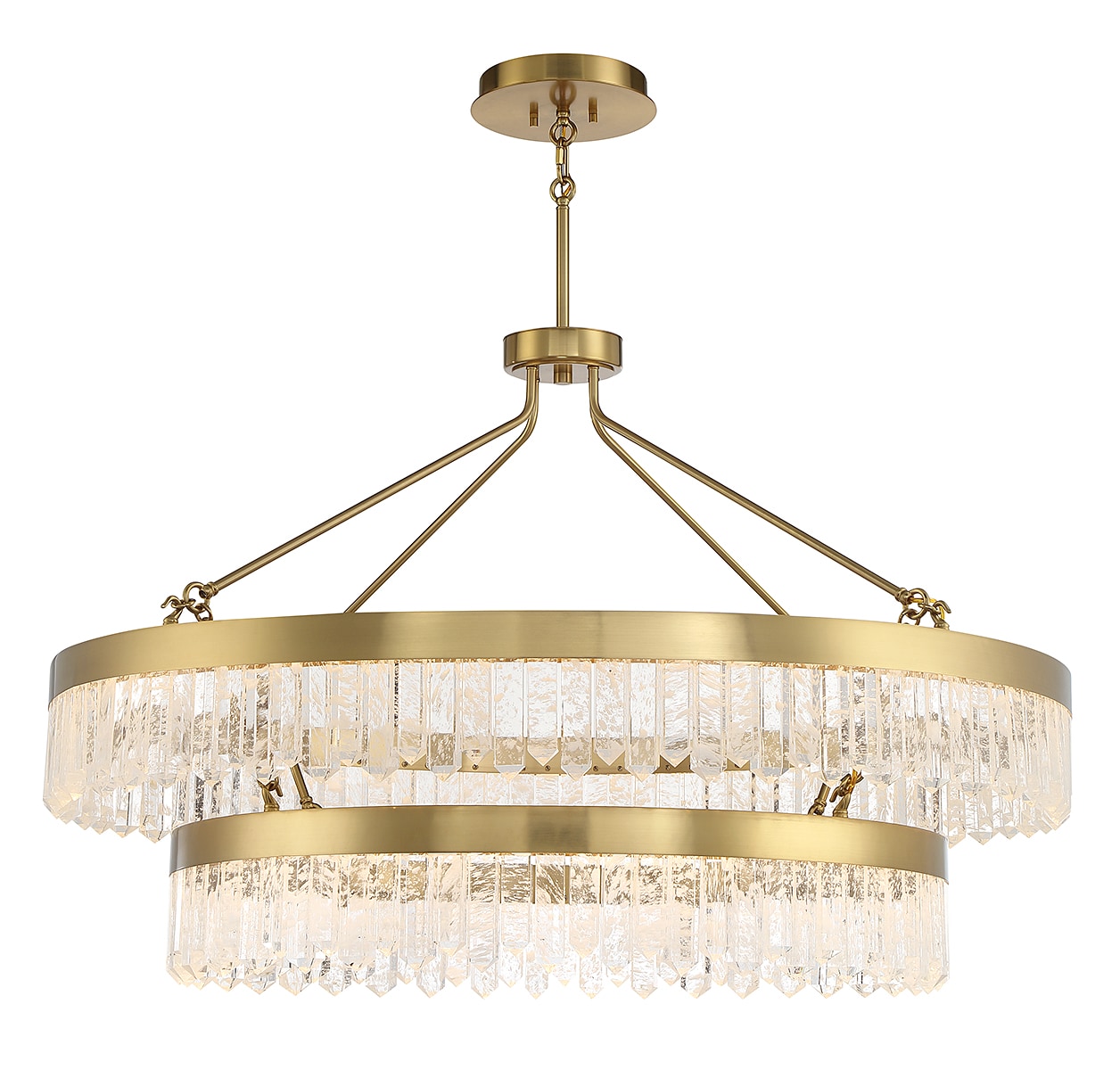 Landon Warm Brass 2-Light LED Pendant with Crystal