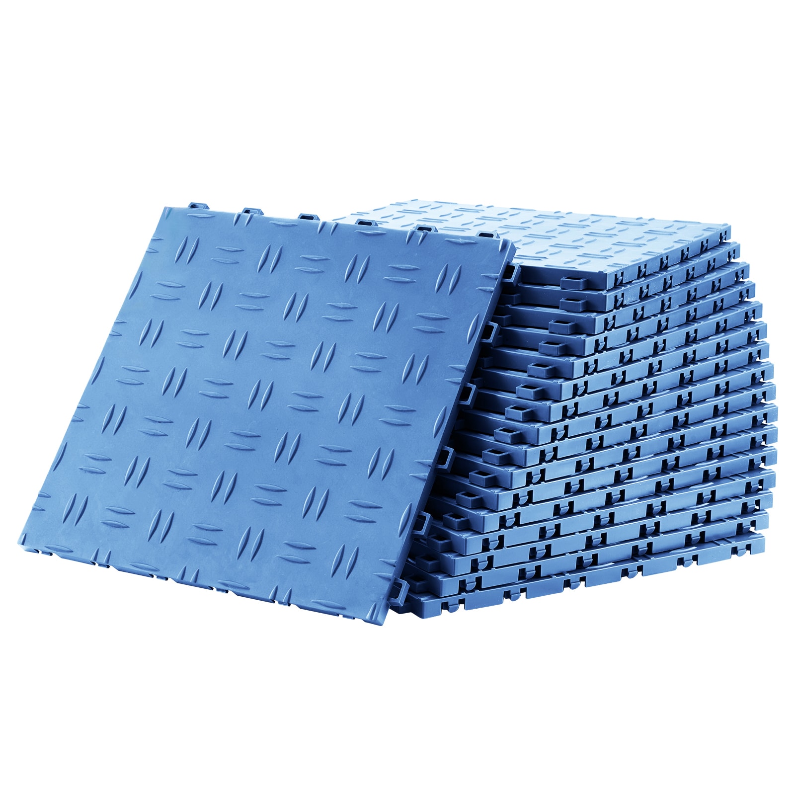 GIVIMO Interlocking Garage Floor Tiles 12-in by 12-in 50-Pack 0.53-in Thick Non-Slip Double-Sided Textured Garage Flooring with 5500-lb Load Capacity for Garages Basements and Repair Shops in Blue with Tool-Free Interlocking Installation