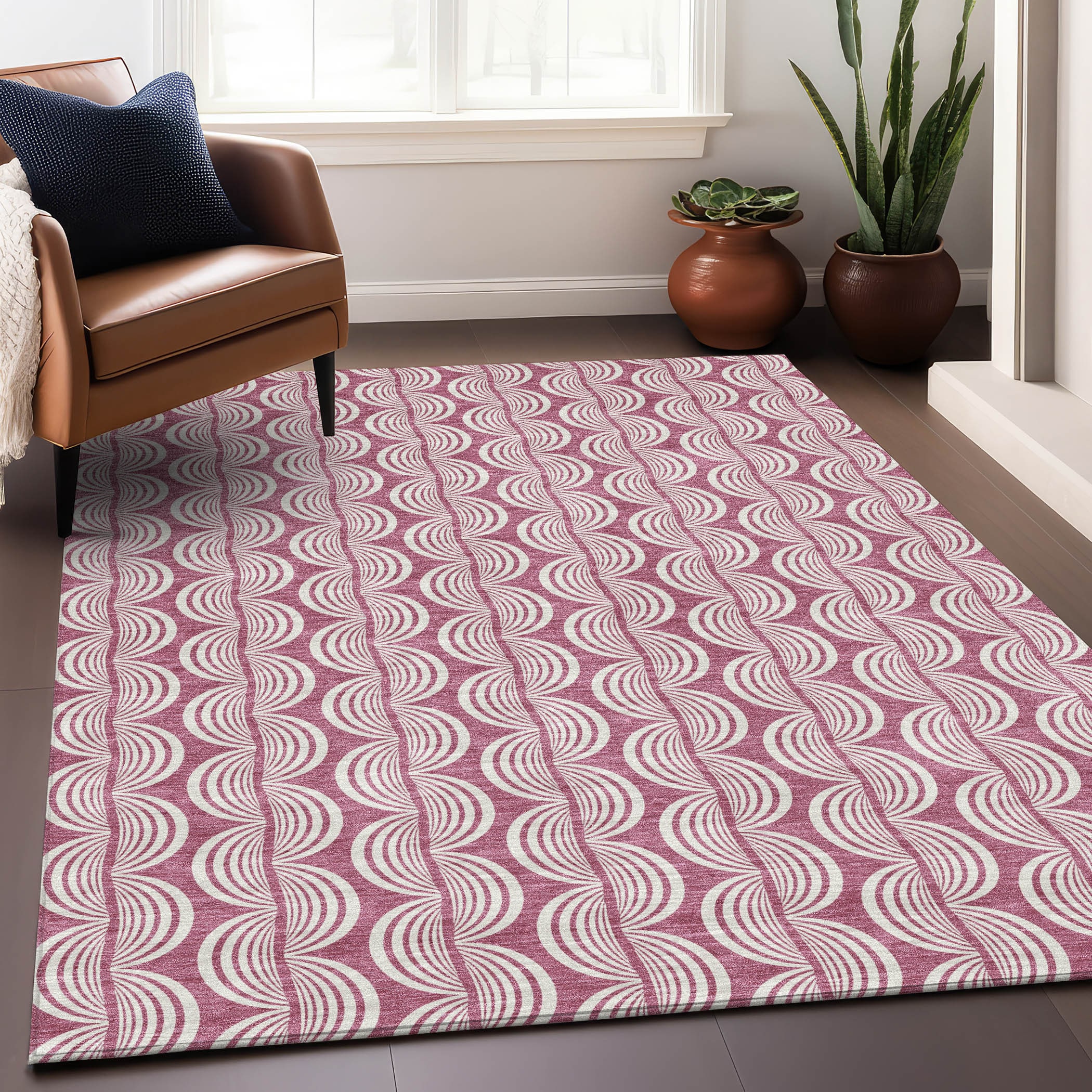 Addison Rugs ACN1055BL30X46 Chantille ACN1055BL 2 x 3 (ft) Polyester Blush Rectangular Indoor/Outdoor Geometric Machine washable Area rug