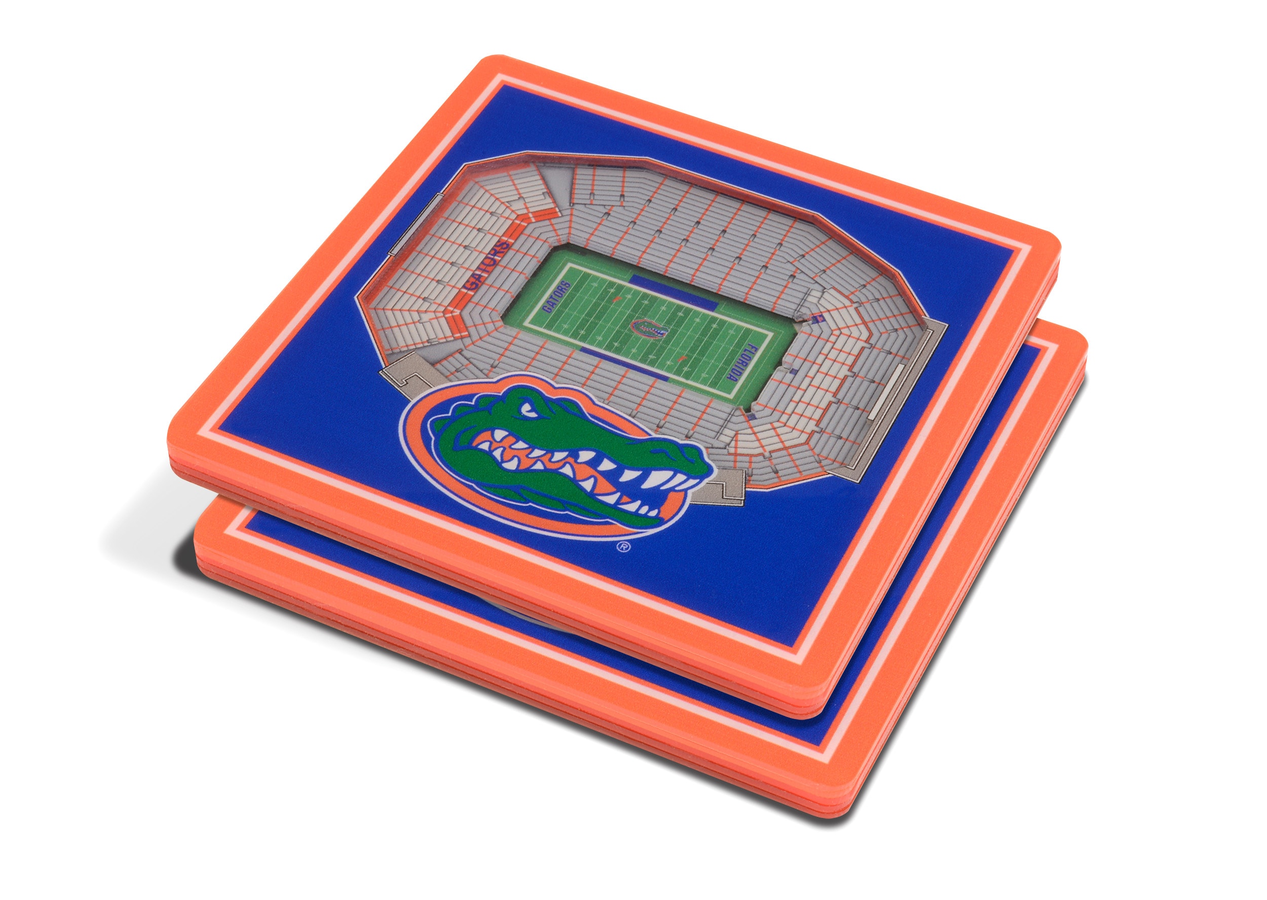 StadiumViews 9022169 Florida Gators 3D StadiumView Coasters 2-Pack Acrylic Team Colors Bottle/Can Holder