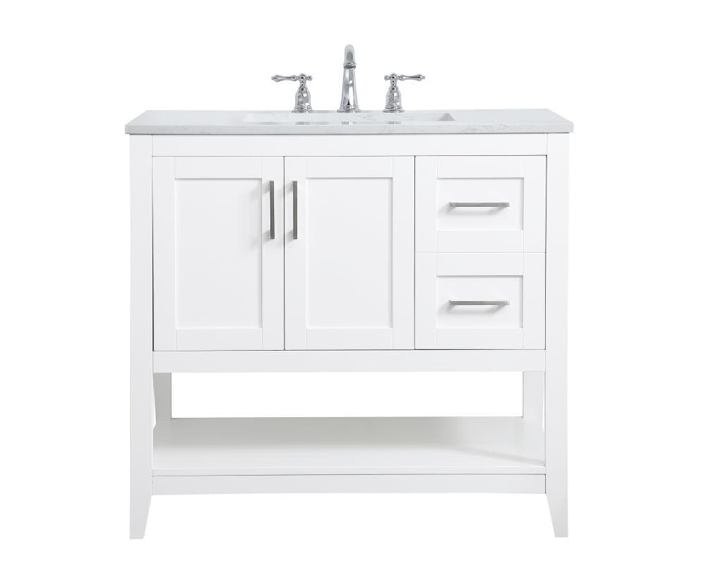 Elegant Decor FI48036WH First Impressions 30-in Brown Undermount Single sink Bathroom Vanity with White With Occasional Coffee Color Vein Engineered marble Top