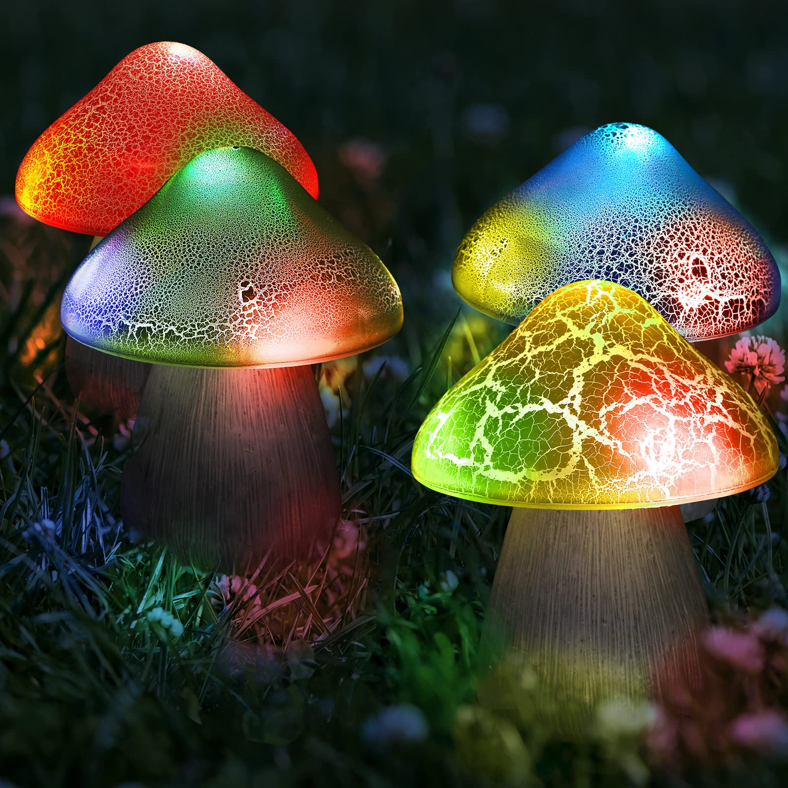 Justincity Solar Mushroom Lights Outdoor Garden Decor 2 pcs