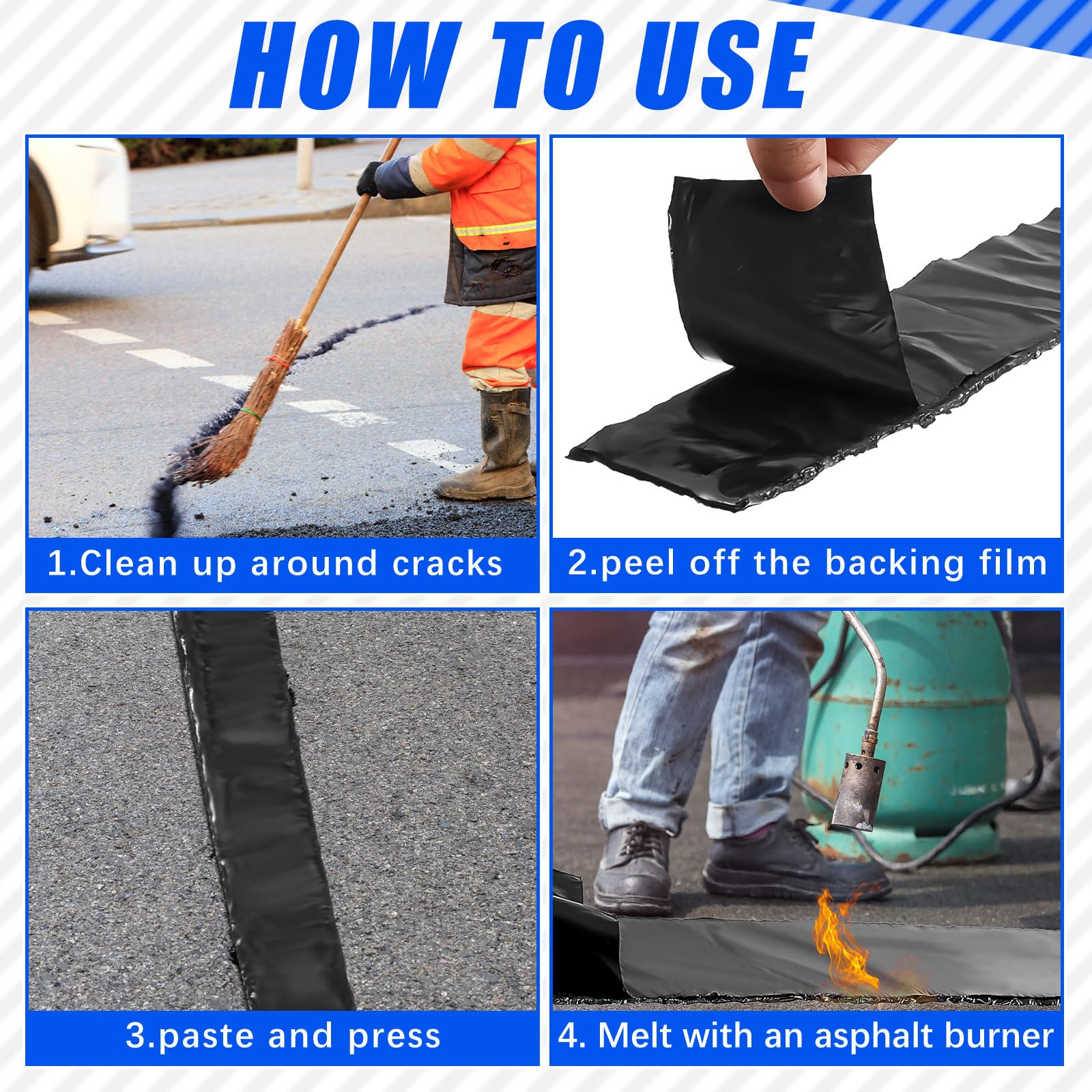 Justincity Asphalt Crack Filler Tape Two Rolls One Point One Eight Inch ...