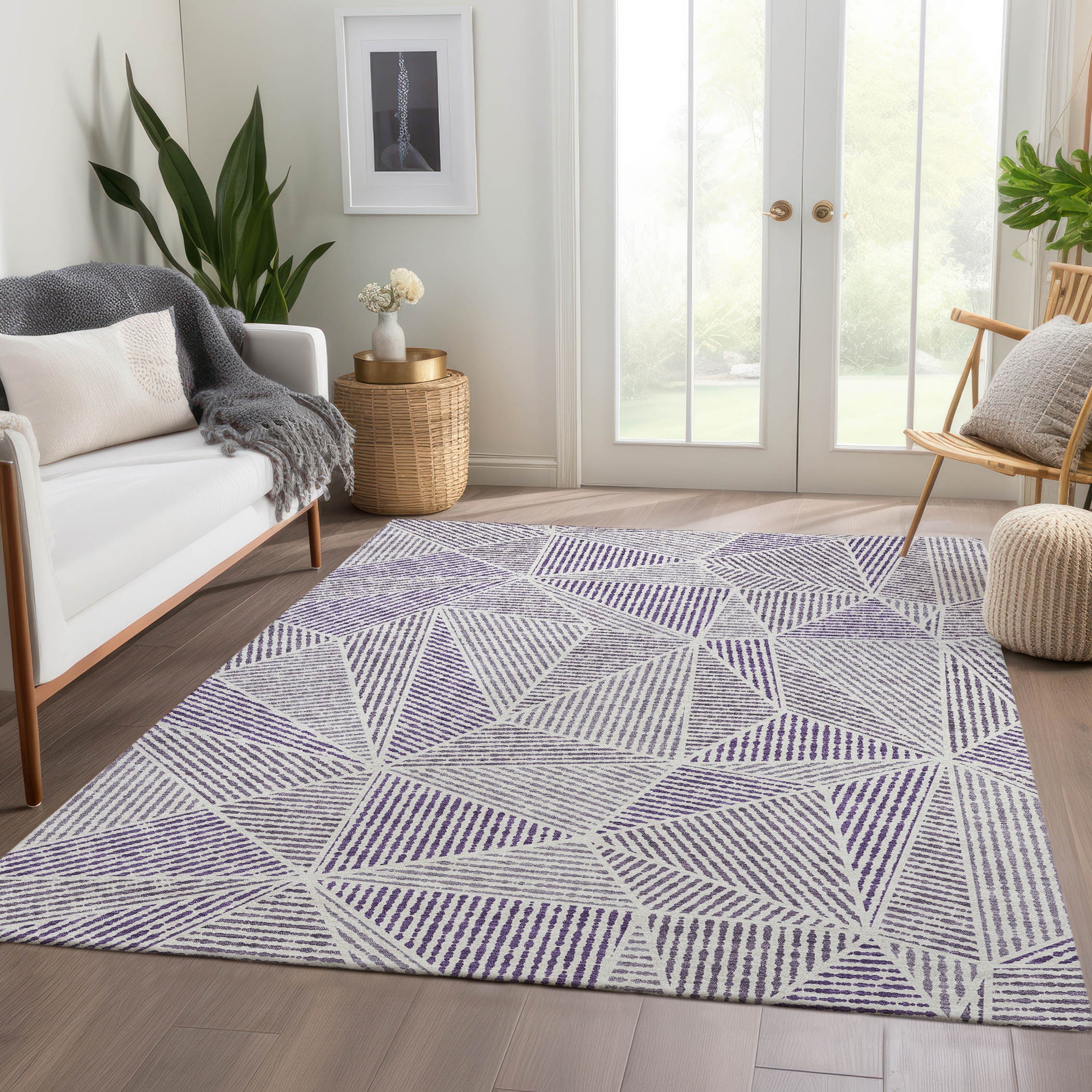 Addison Rugs ACN618PP9X12 Chantille ACN618PP 9 x 12 (ft) Polyester Purple Rectangular Indoor/Outdoor Geometric Machine washable Area rug
