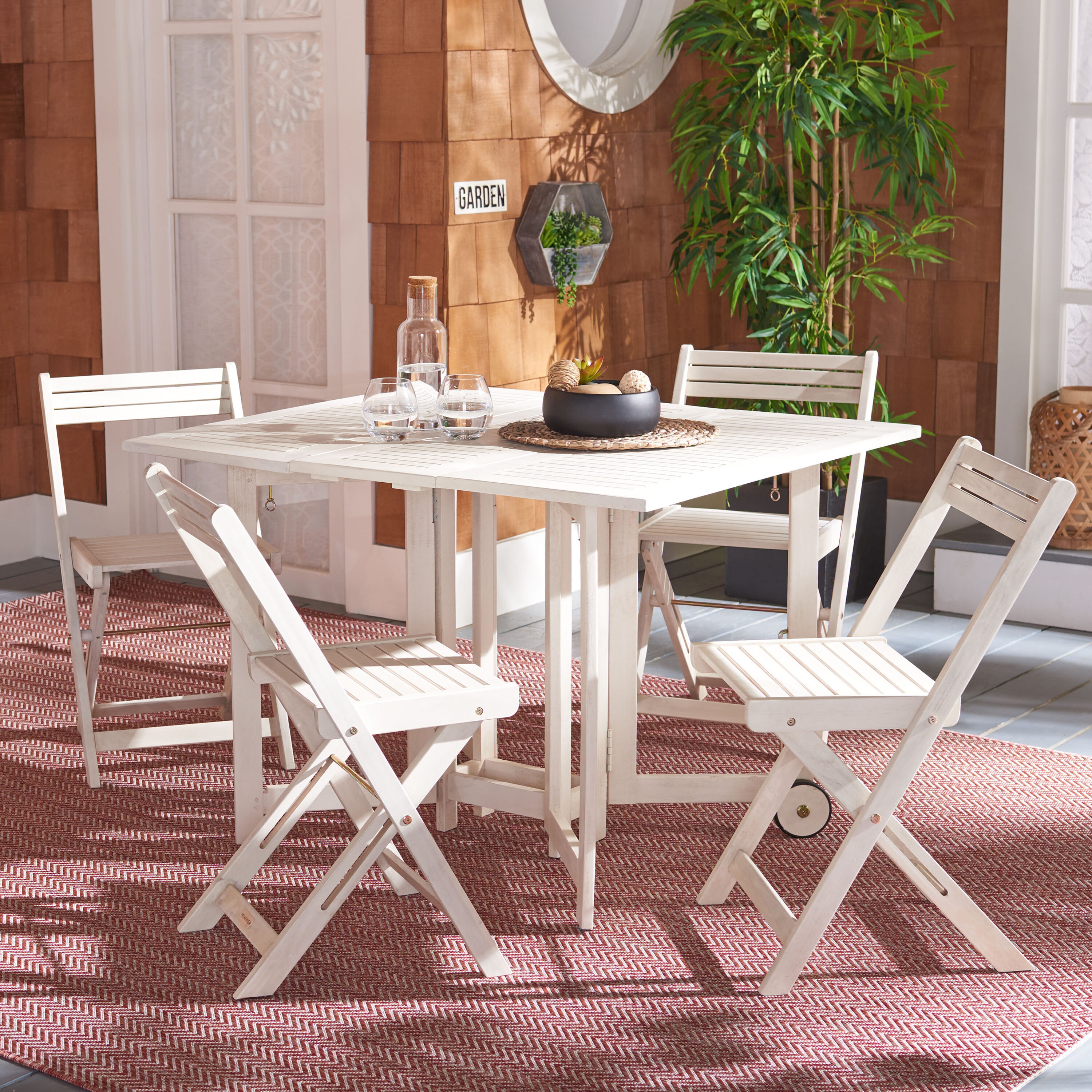 Safavieh PAT7001D Patio White Acacia 4 Stationary Chairs