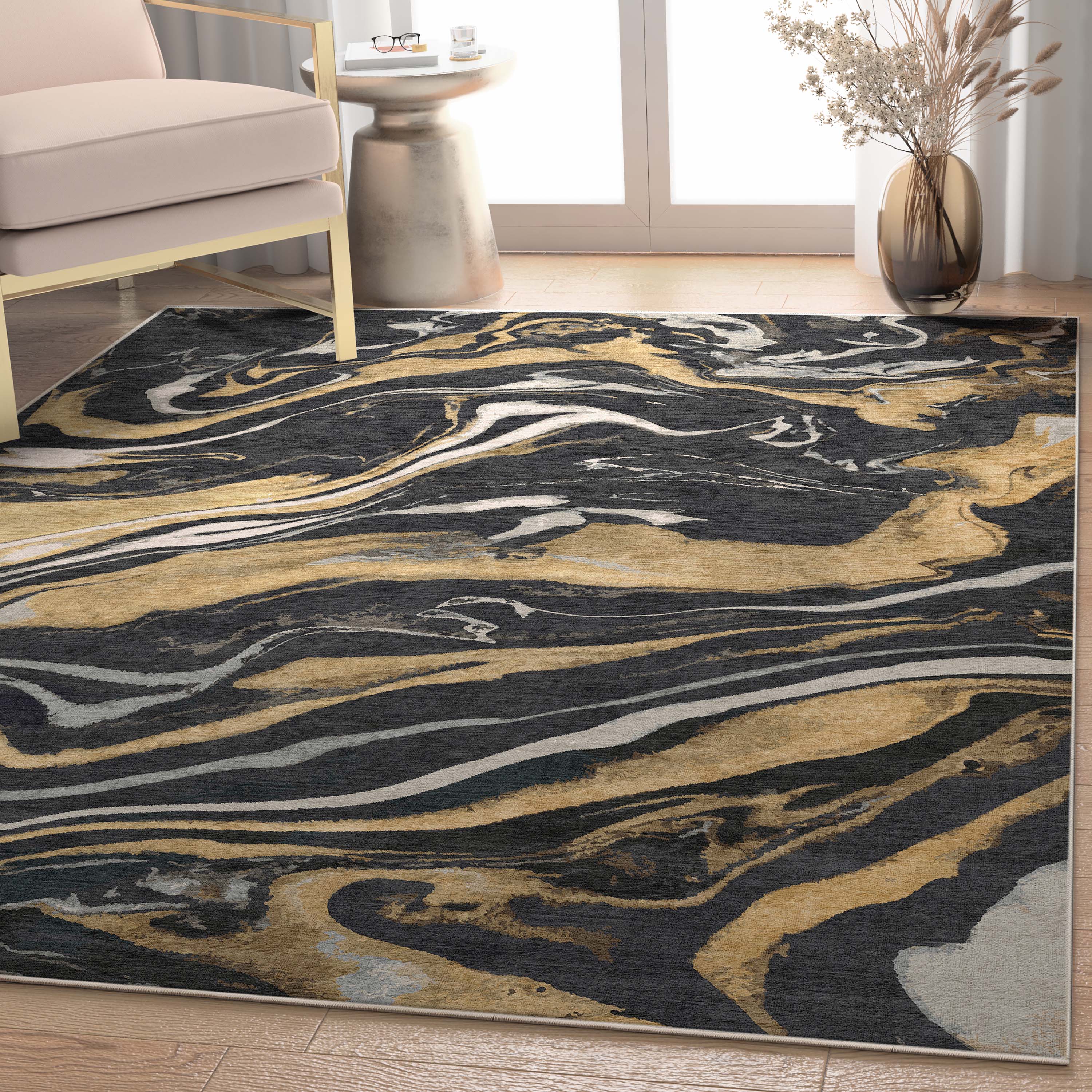 Black and gold rug discount