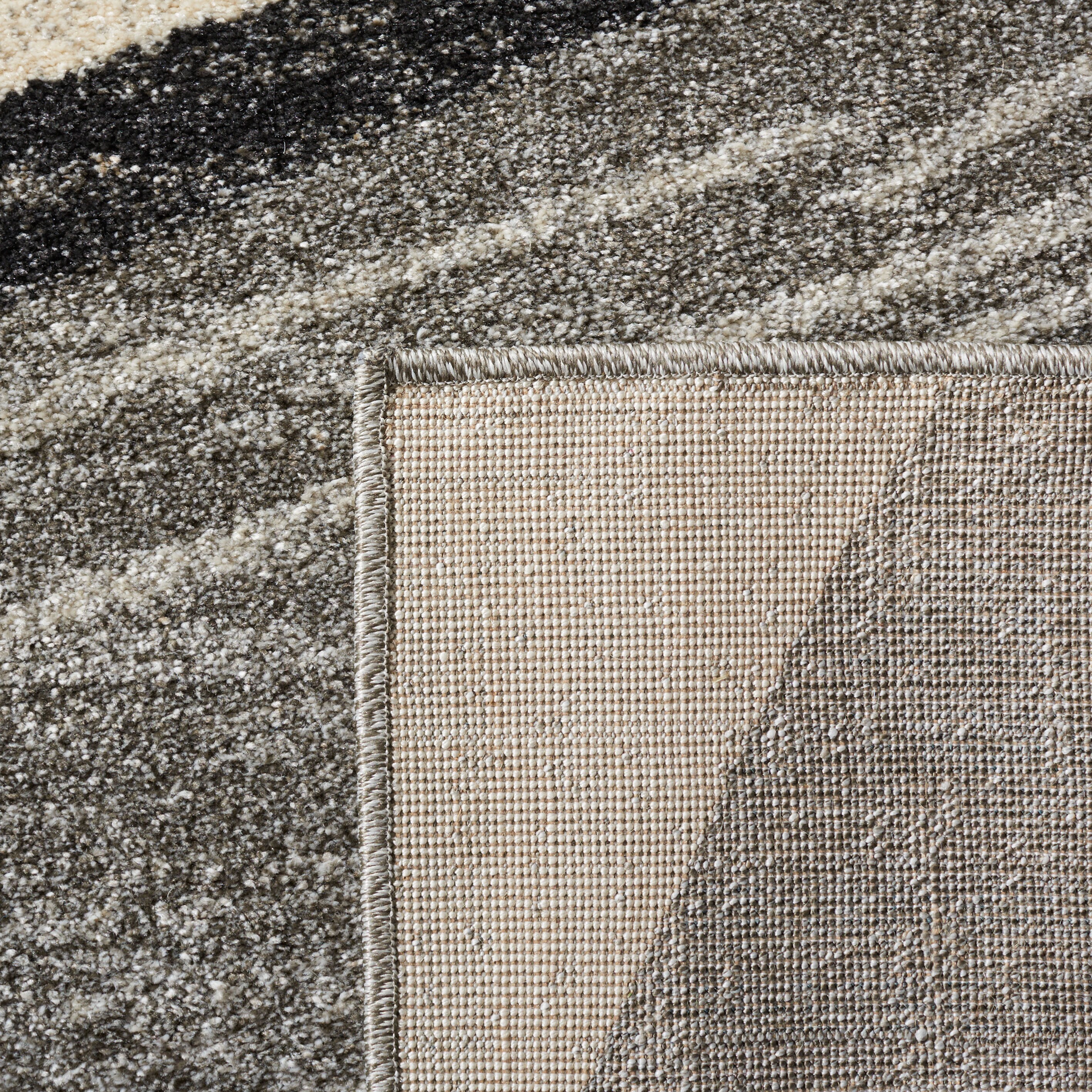 Mid-Century Modern Abstract Gray Shag Area Rug 27in