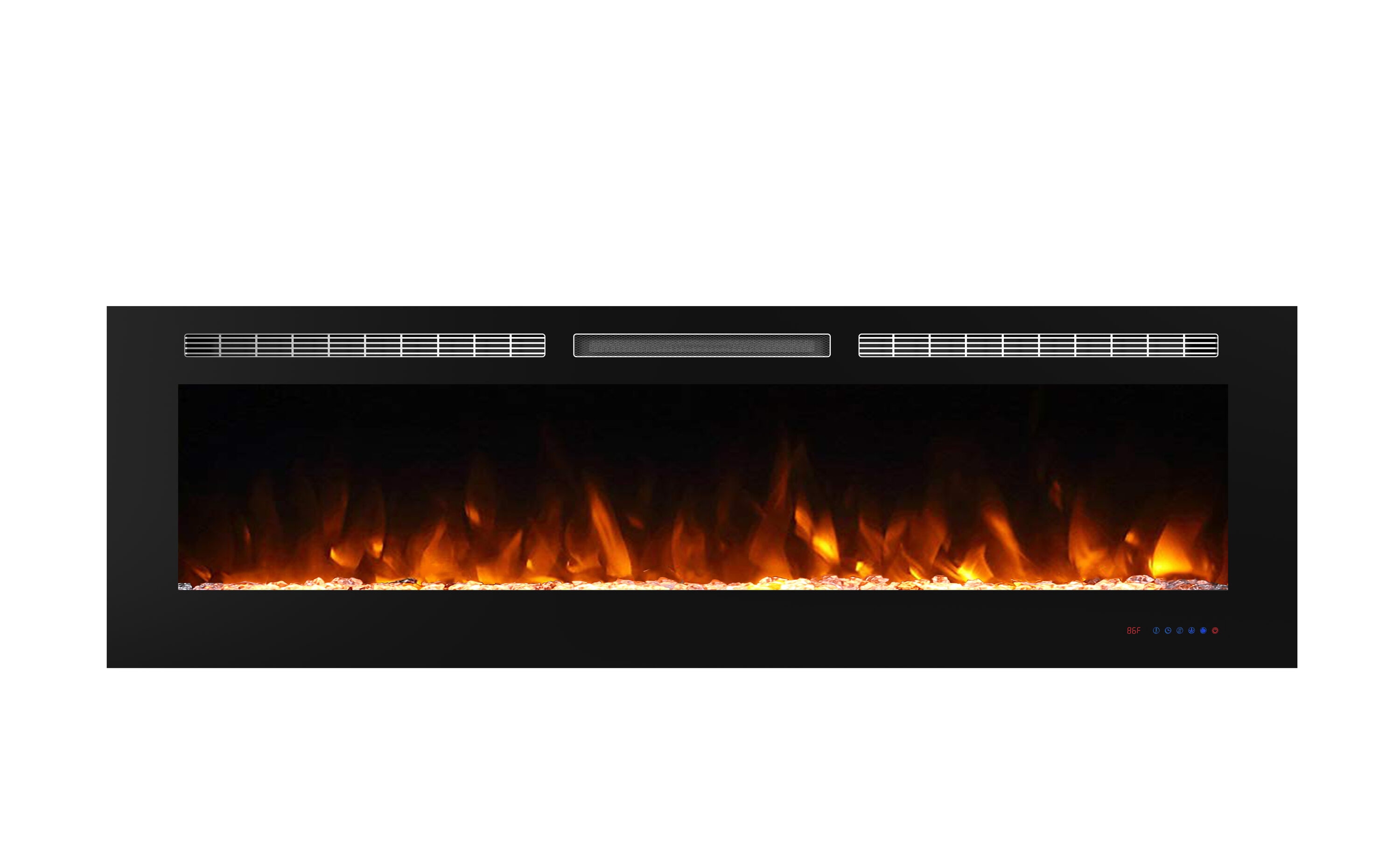 EdenDirect LW-EF72 72.05-in W Black Wall mount LED Flat wall Electric Fireplace with Remote Control Included