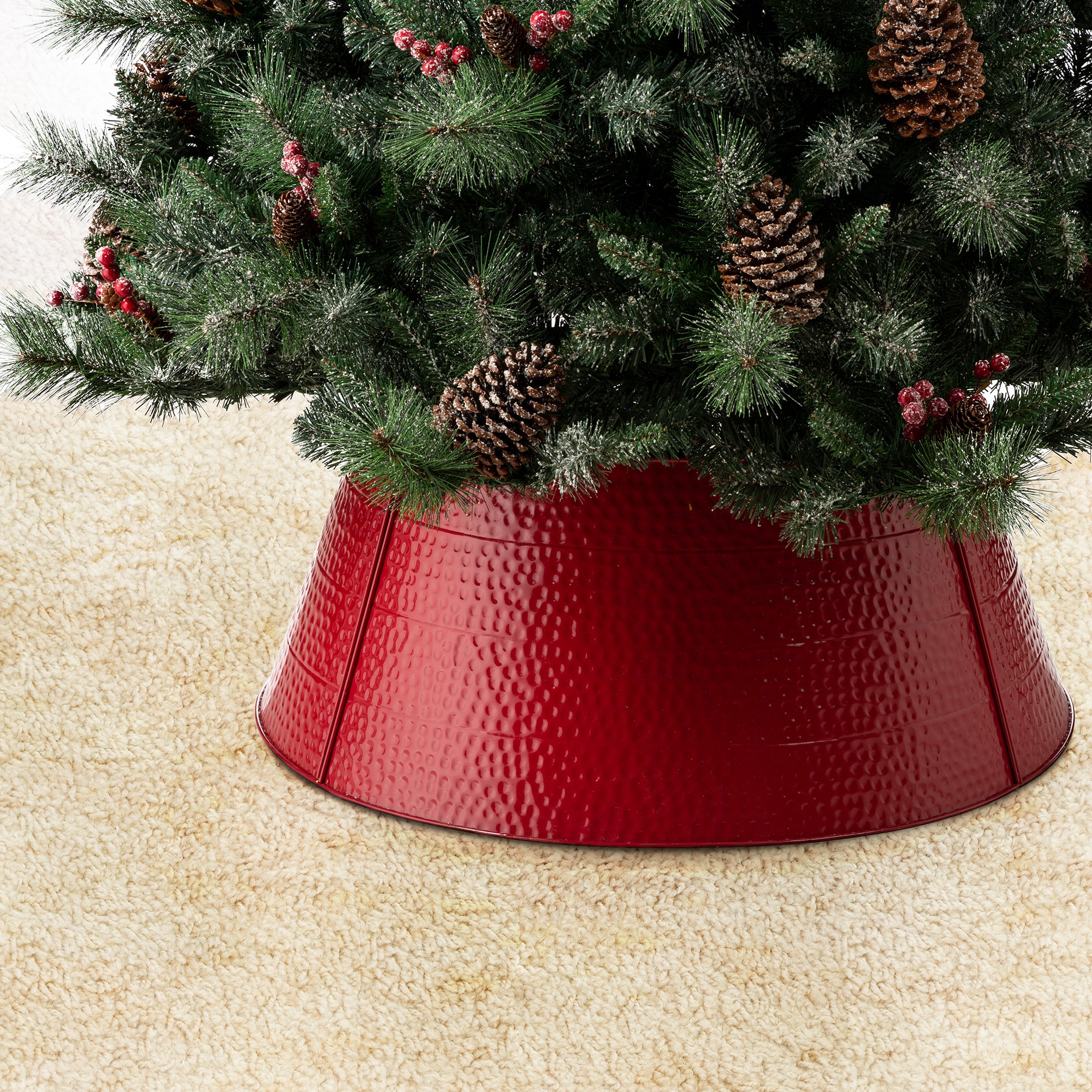 Glitzhome 26-in Red Tree Collar Tree Skirt in the Christmas Tree Skirts ...