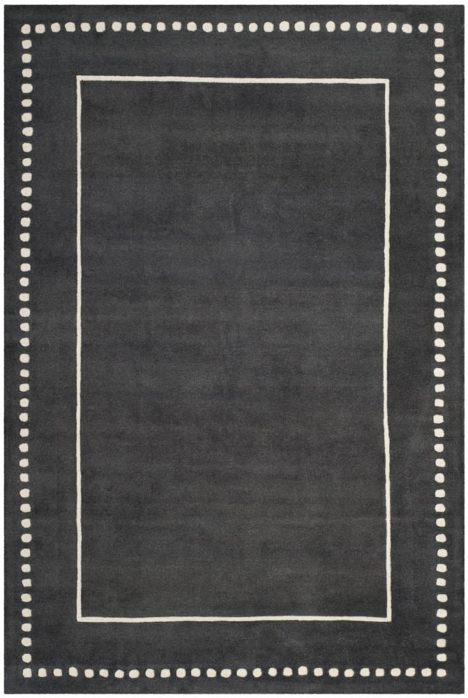 Safavieh BEL151X-6 Bella Huon 6 x 9 (ft) Tufted Wool Dark Gray/Ivory Rectangular Indoor Border Farmhouse/Cottage Area rug
