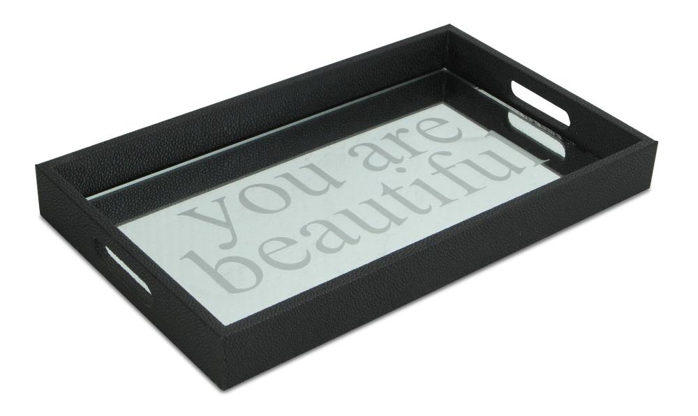 Cheung's 5267 Trays and Caddies 9.5-in x 16-in Black Rectangle Serving Tray