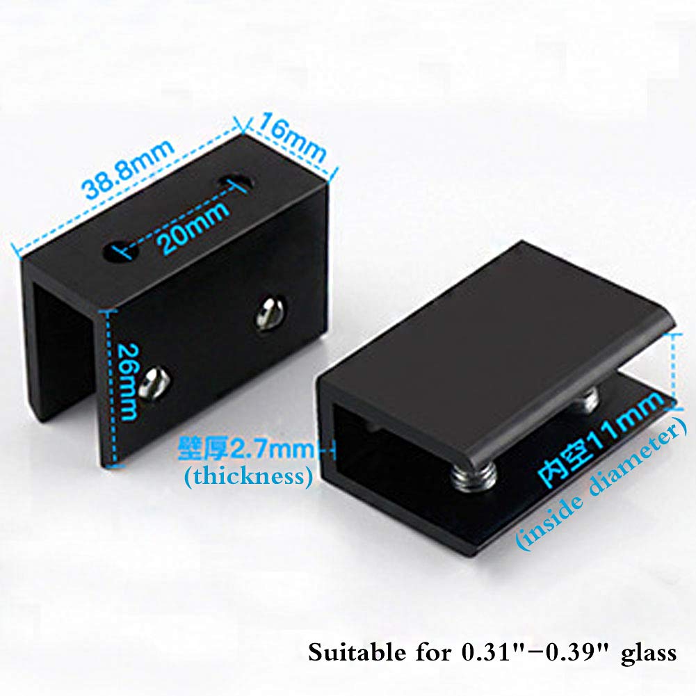 Aoibox 8 Piece Black Square Aluminum Glass Clip Clamp Holders for ...