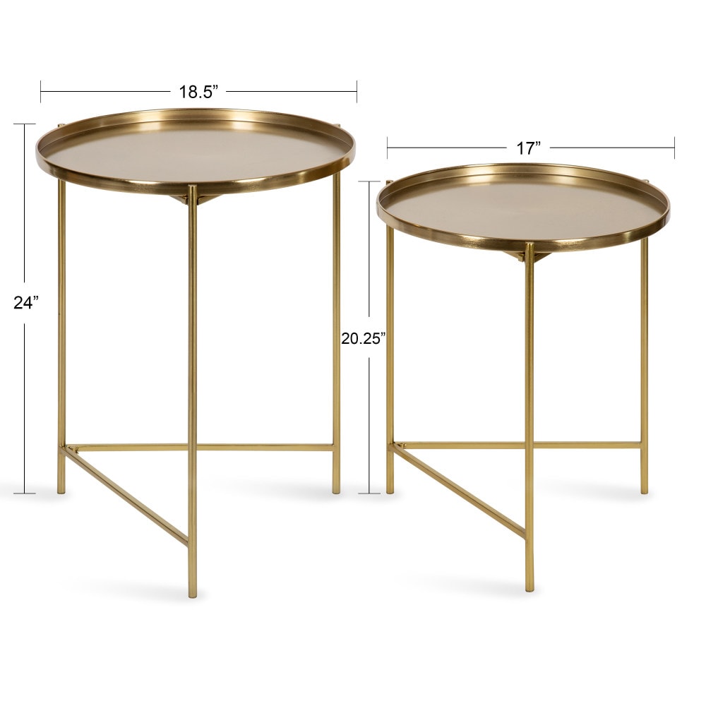 Ulani Round Gold Metal Nesting Accent Table Set