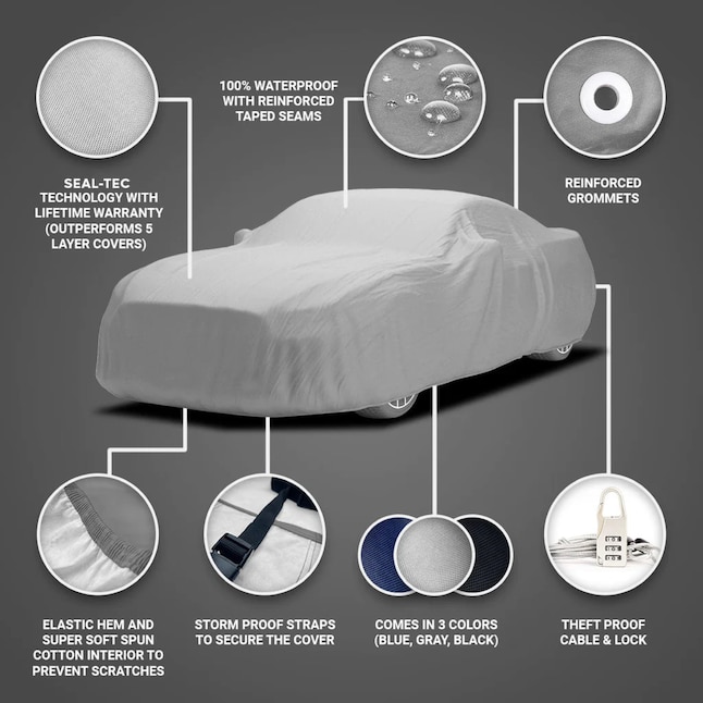 Seal Skin Covers Universal Car Cover - Indoor/Outdoor Sedan Cover, Grey,  Waterproof with SEAL-TEC Technology in the Universal Car Covers department  at