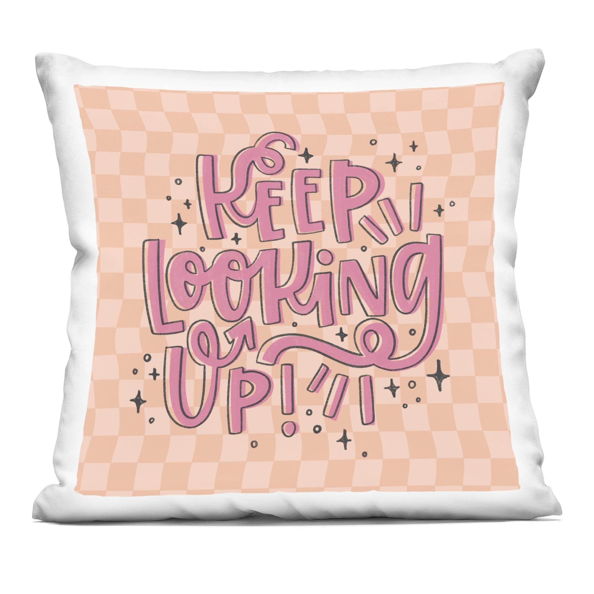 Stupell Industries PLP-068-SQW-18X18 Keep Looking Up on Checkered Decorative Printed Pillow Design by Sarah Hickman