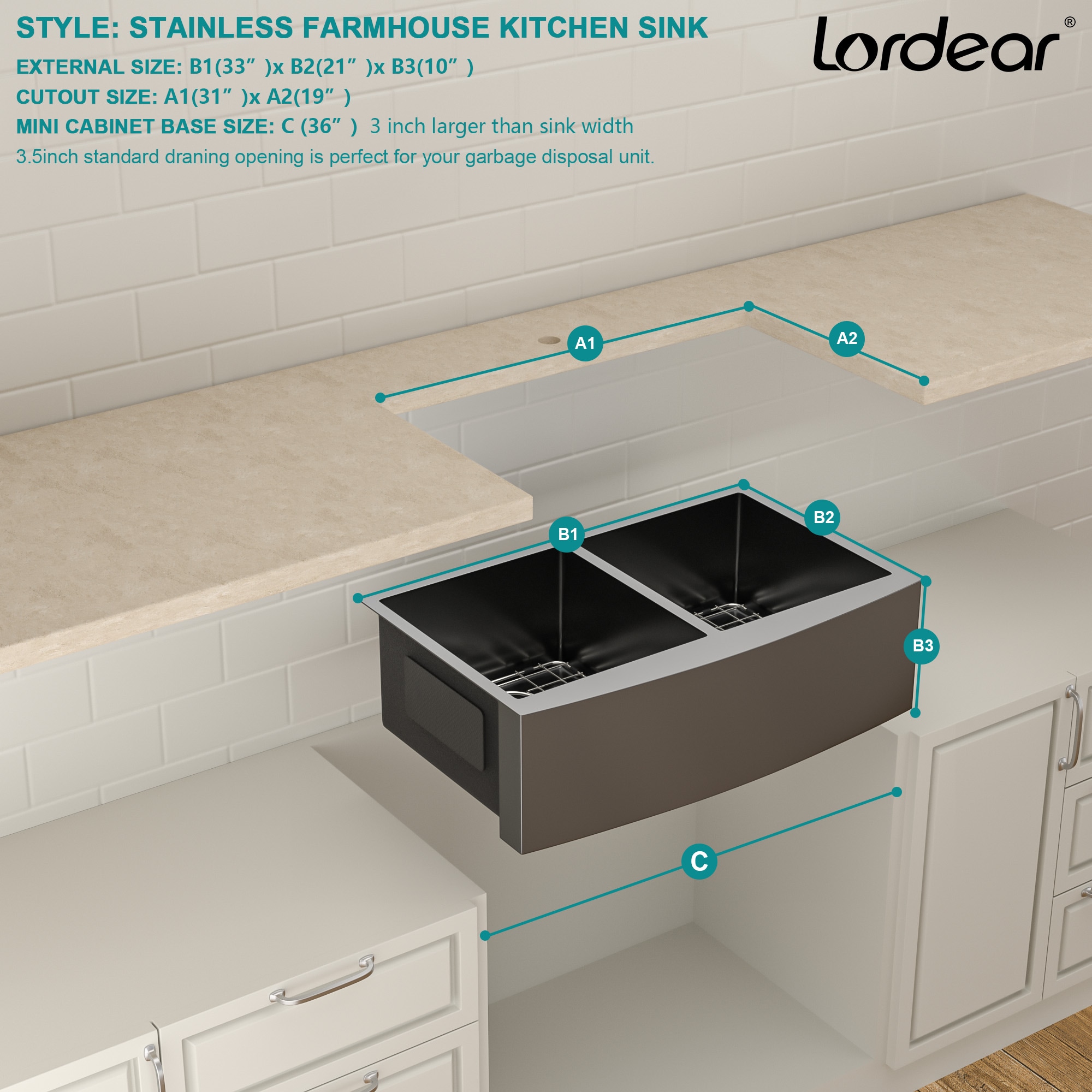 Lordear LD-LAB3321R2-55 Kitchen-Sinks - View #9