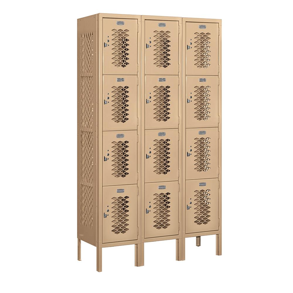 SALSBURY INDUSTRIES 74352TN-U 74000 Series 12" Wide Four Tier Vented Metal Locker 36-Inches W x 66-Inches H x 12-Inches D Steel Full Storage Lockers