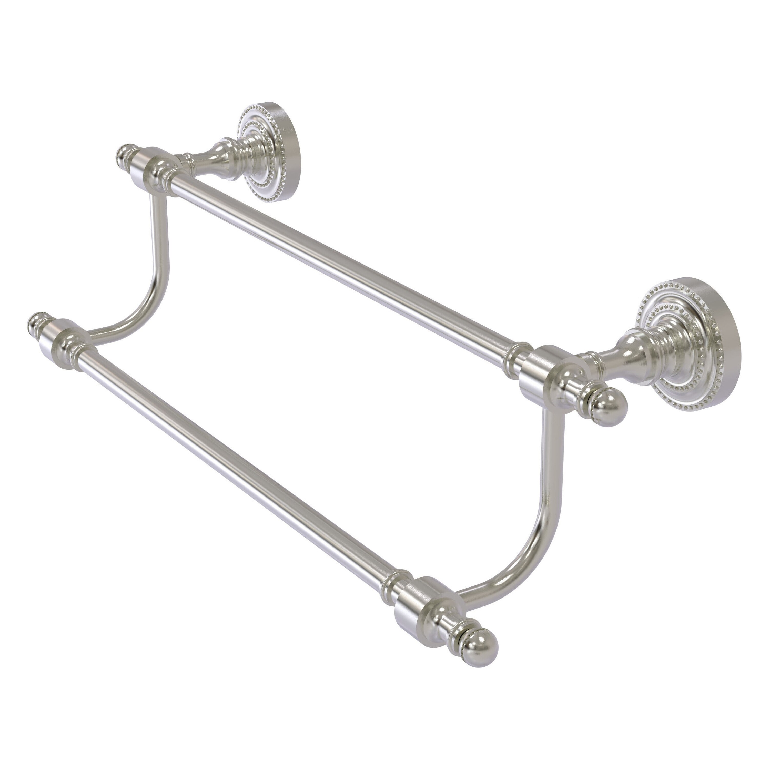 Allied Brass RD-72/18-SN Retro Dot 18-in double Satin Nickel Wall mount Double Towel Bar