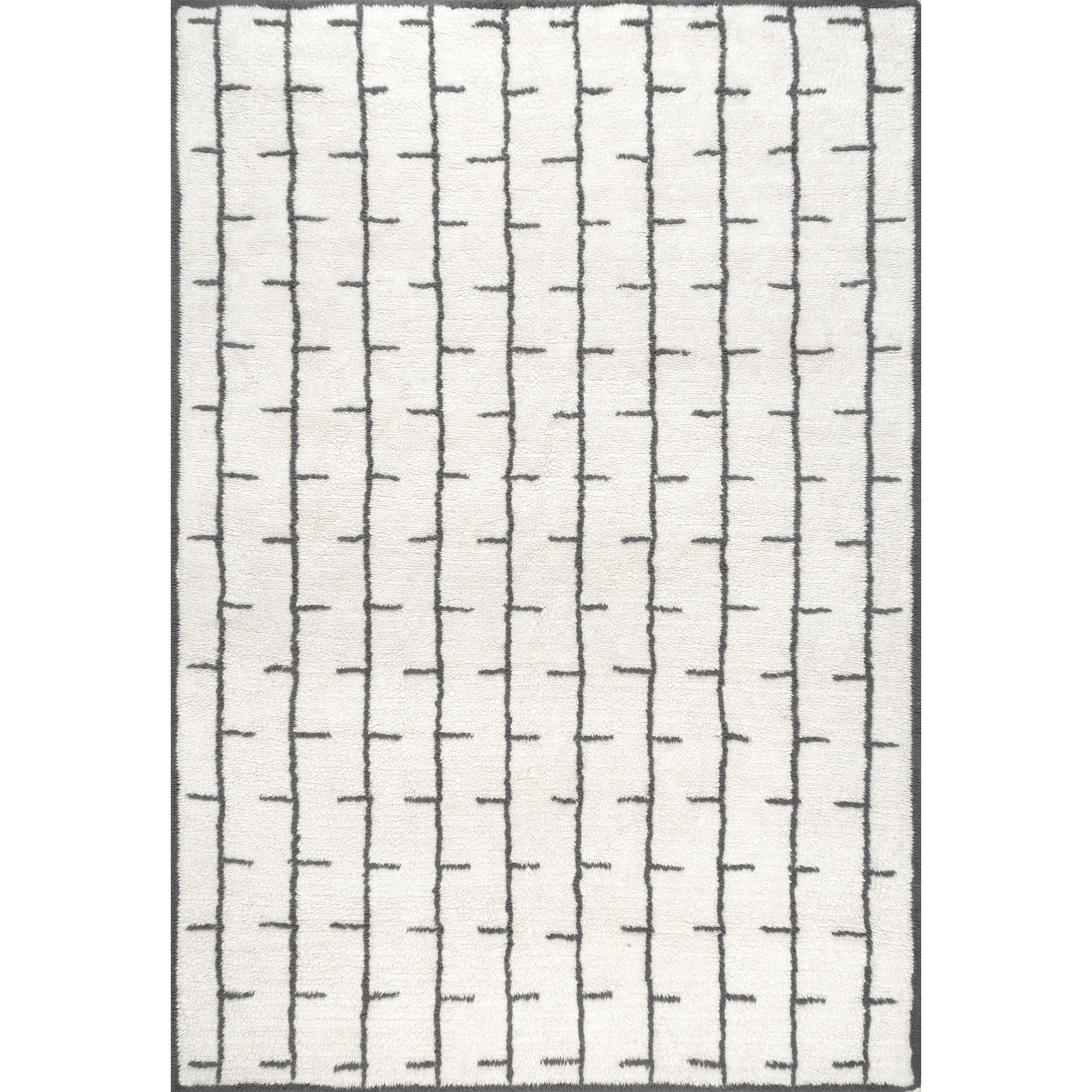 nuLOOM MTBE08A-208 Bassie 2 X 8 (ft) Wool Ivory Indoor Geometric Machine Washable Runner Rug
