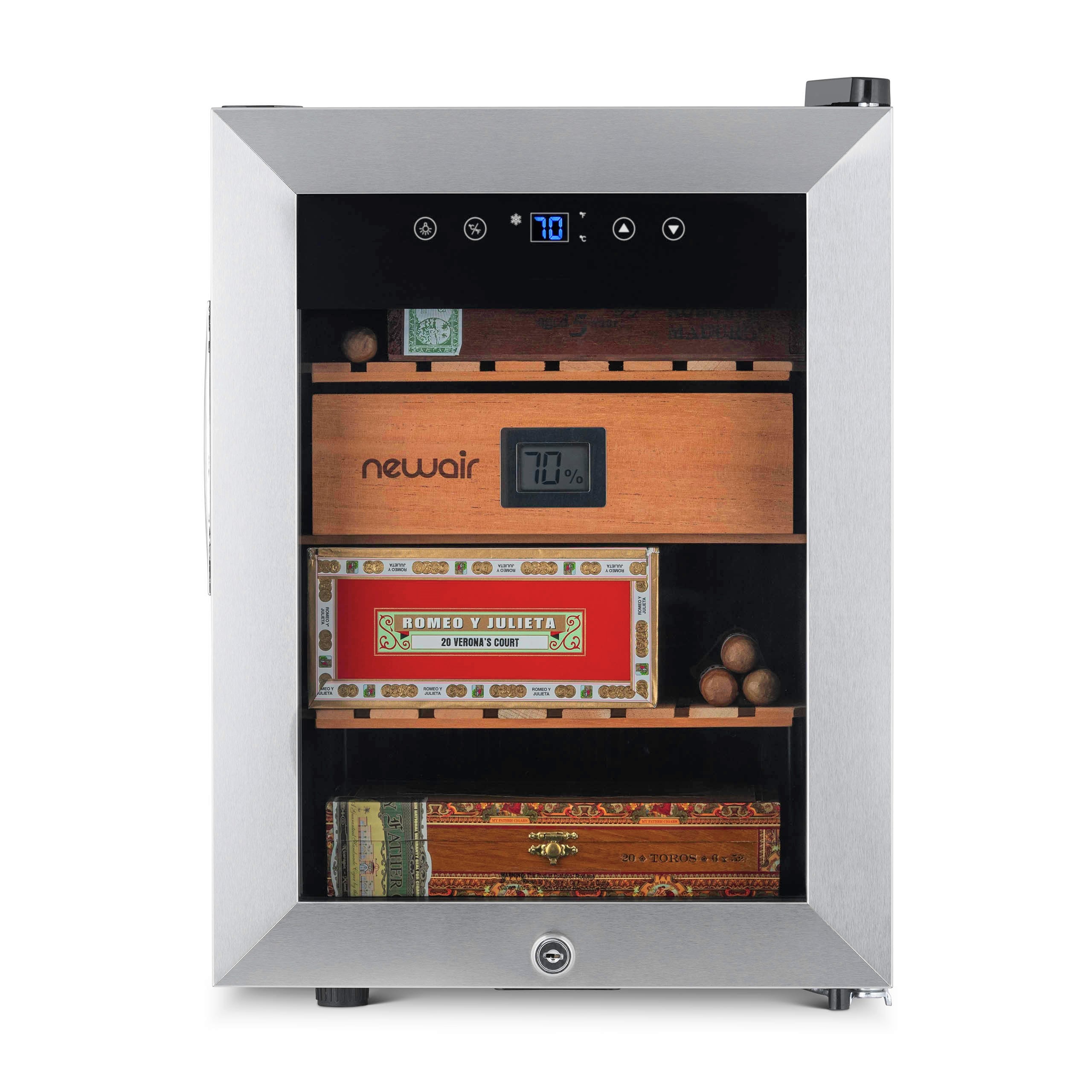 Schmecke 27.1-in x 13.5-in x 17.7-in Stainless Steel Freestanding Cabinet Humidor (Holds 250)