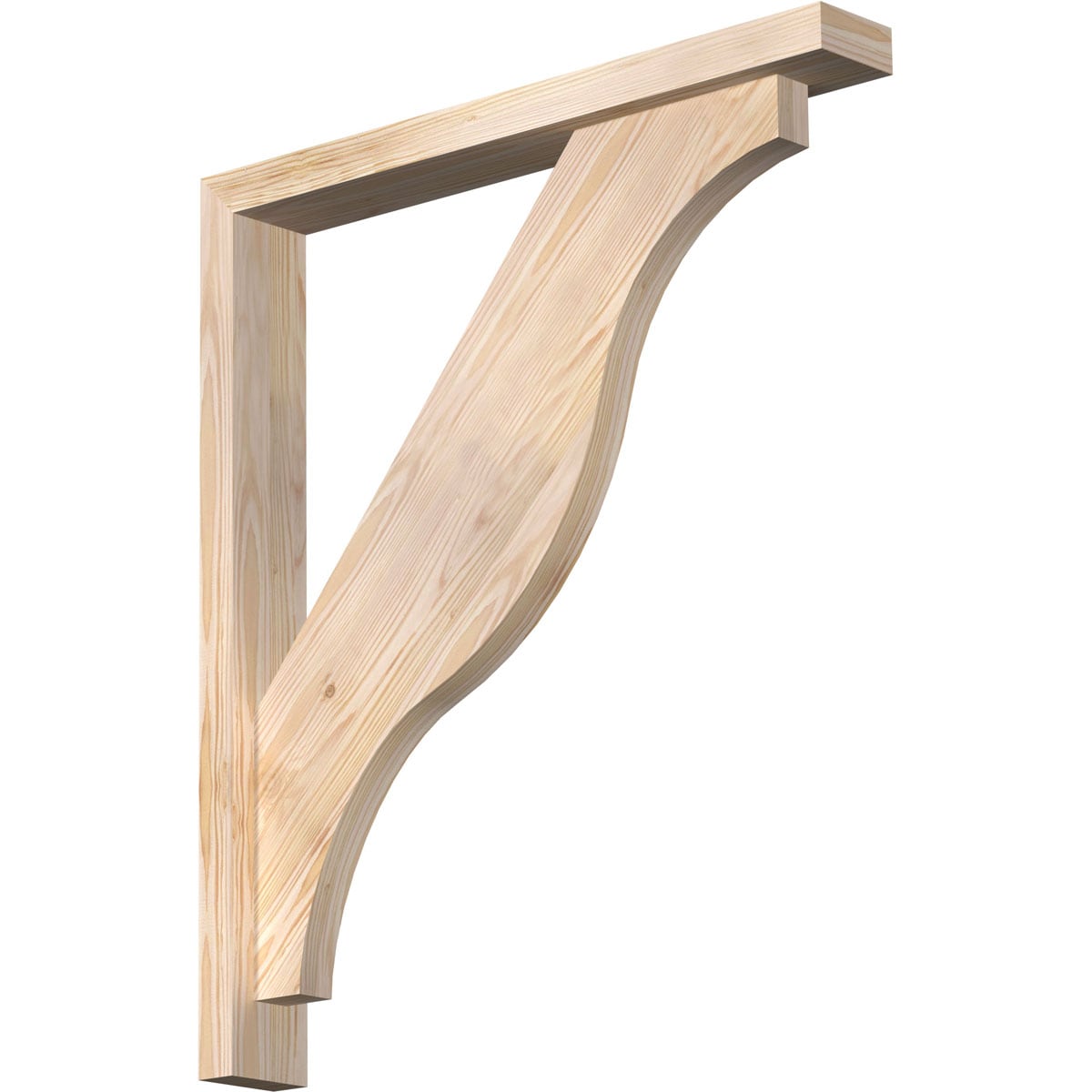 Ekena Millwork 1462527 Funston Block Smooth Bracket with Offset Brace 3-1/2-in x 26-in x 30-in Douglas fir Brown Wood Standard bracket