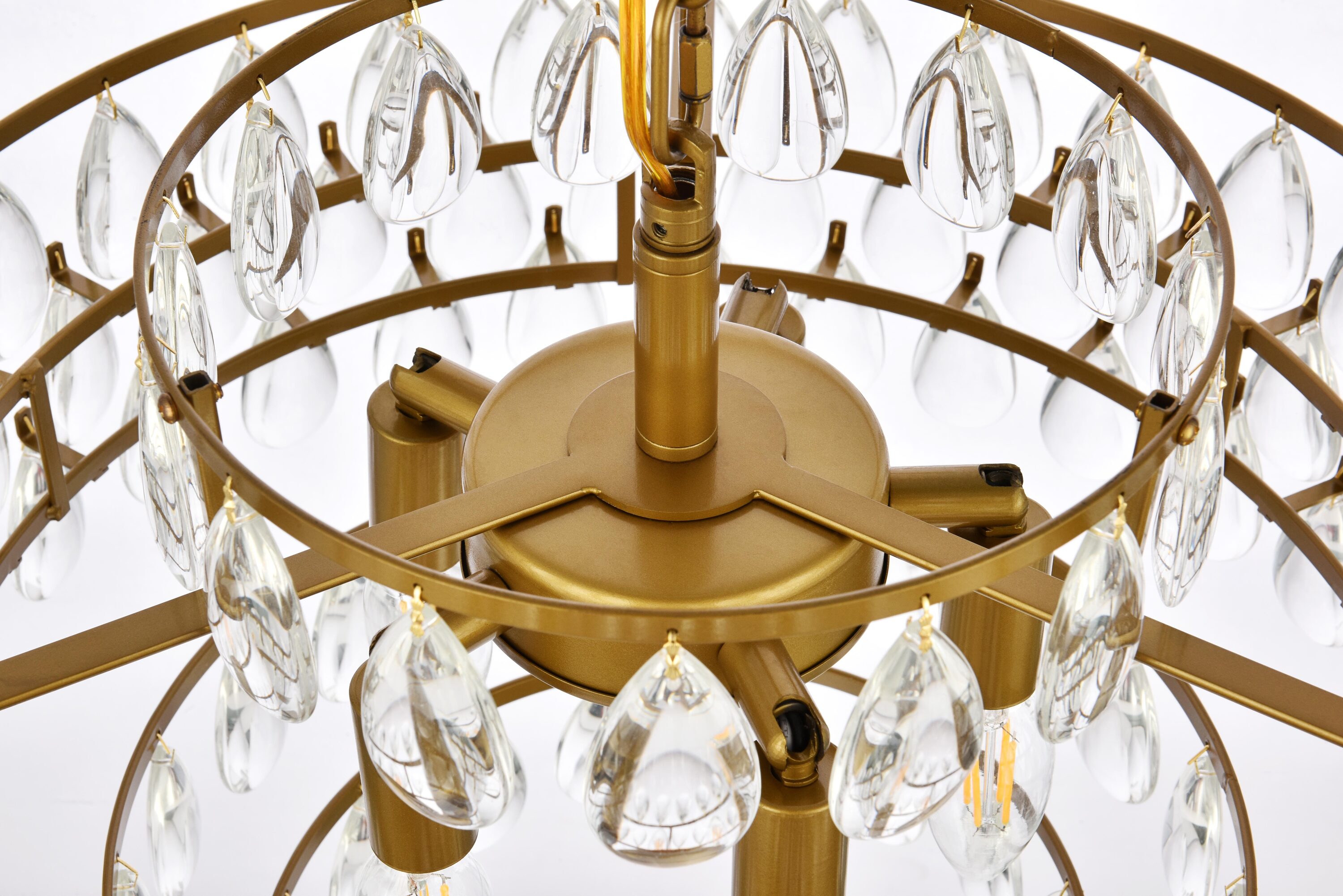 Elegant Brass and Crystal 5-Light Pendant Chandelier