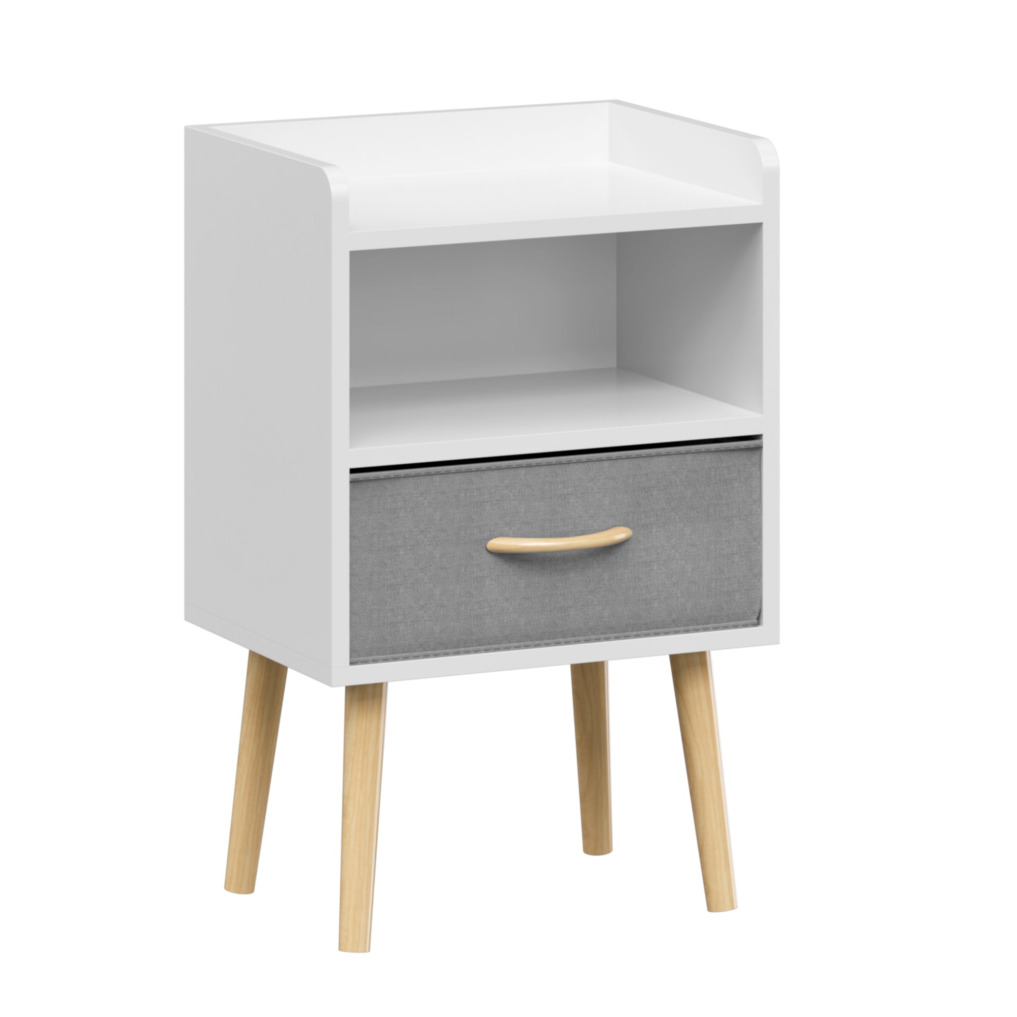 GZMR SRSD10951GY 1-drawer Nightstand with open shelf White Nightstand