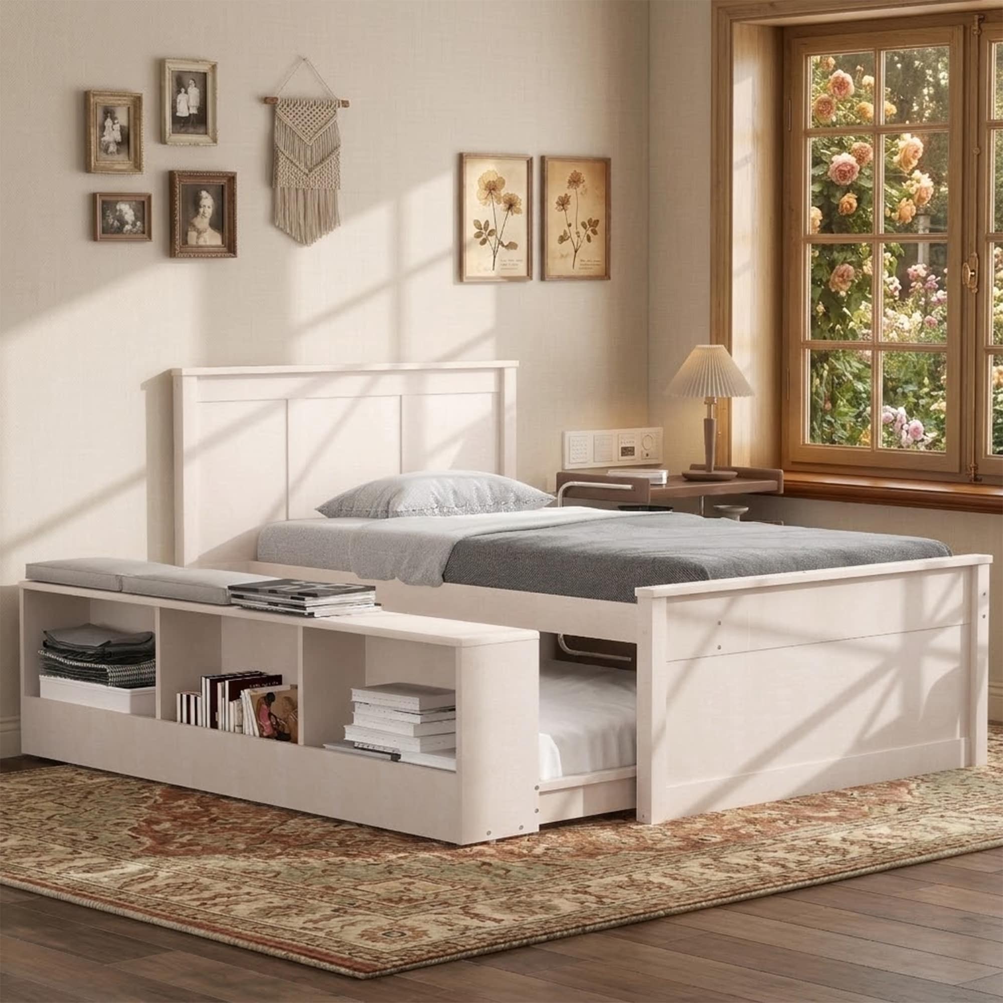Christopher Knight Home - Twin Size Wooden Platform Bed with Pull Out Trundle and Storage Cabinet...