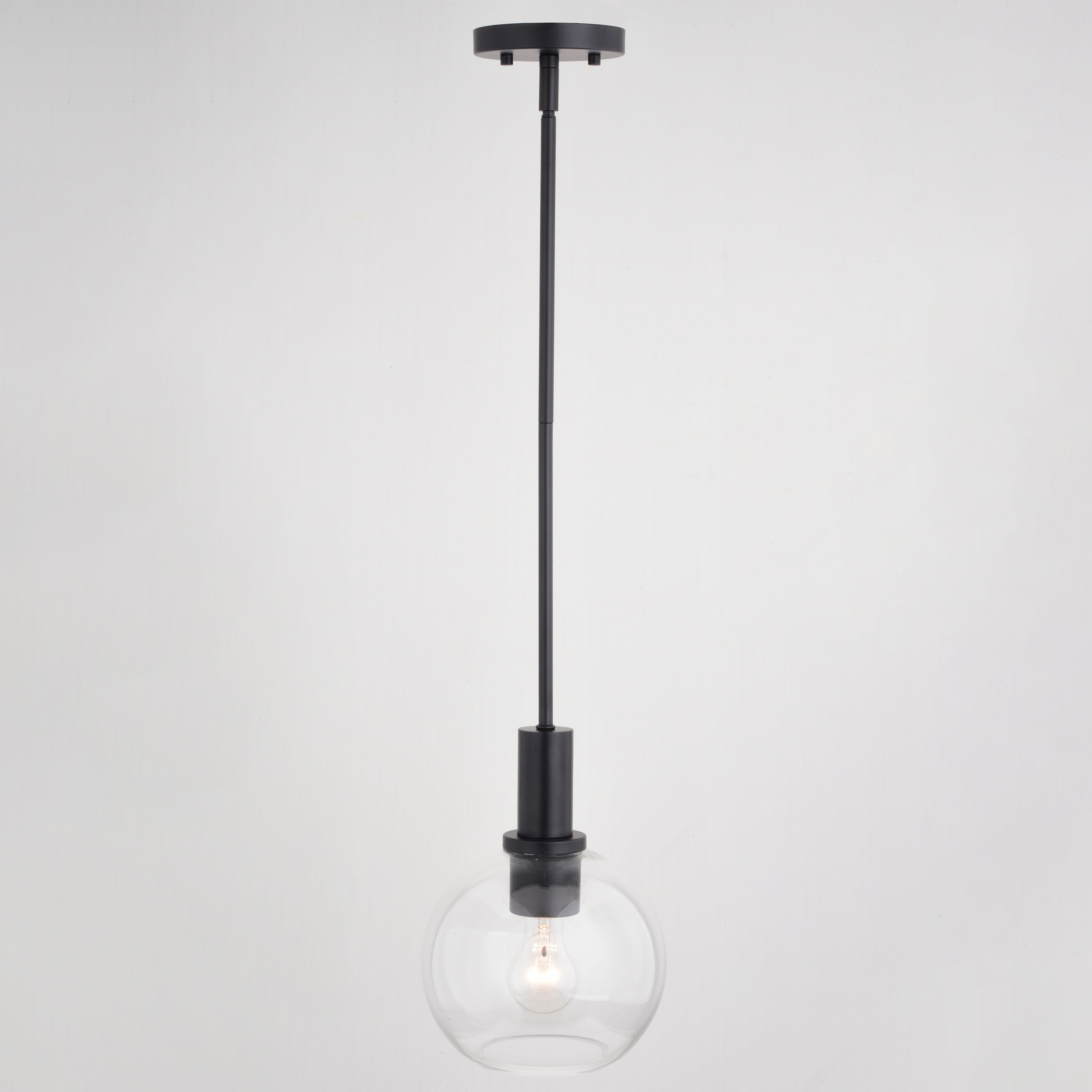 Marshall Matte Black Mini Pendant with Clear Glass Globe