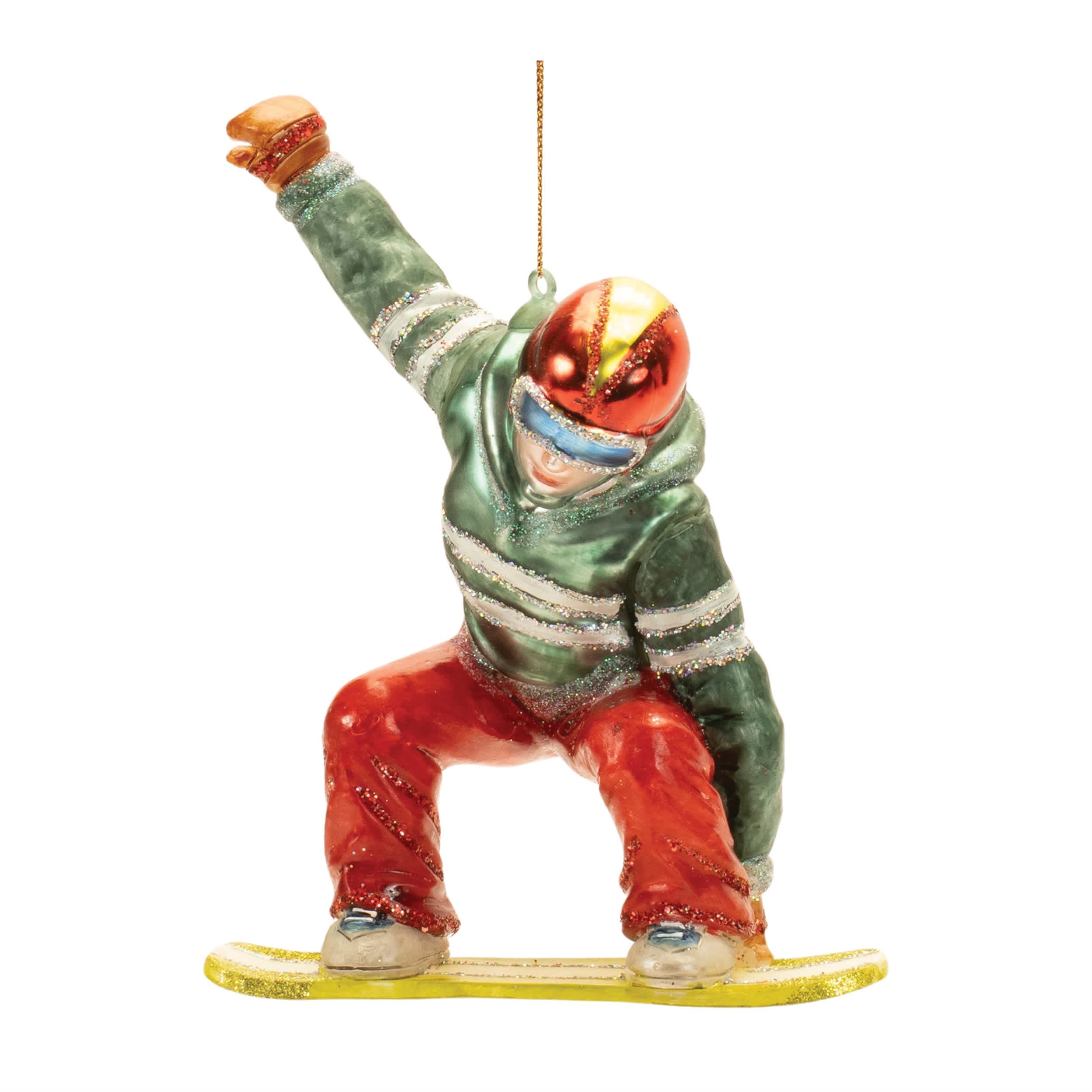 Melrose International 94173DS Glittered Glass Snowboarder Ornament (Set of 6)