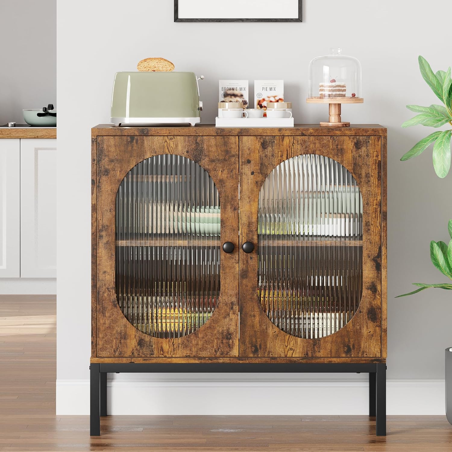 Qeetex Features elegant fluted frosted glass doors with clean lines combining practical storage and sophisticated modern style for any room #AWEPHO0YZ2VACK