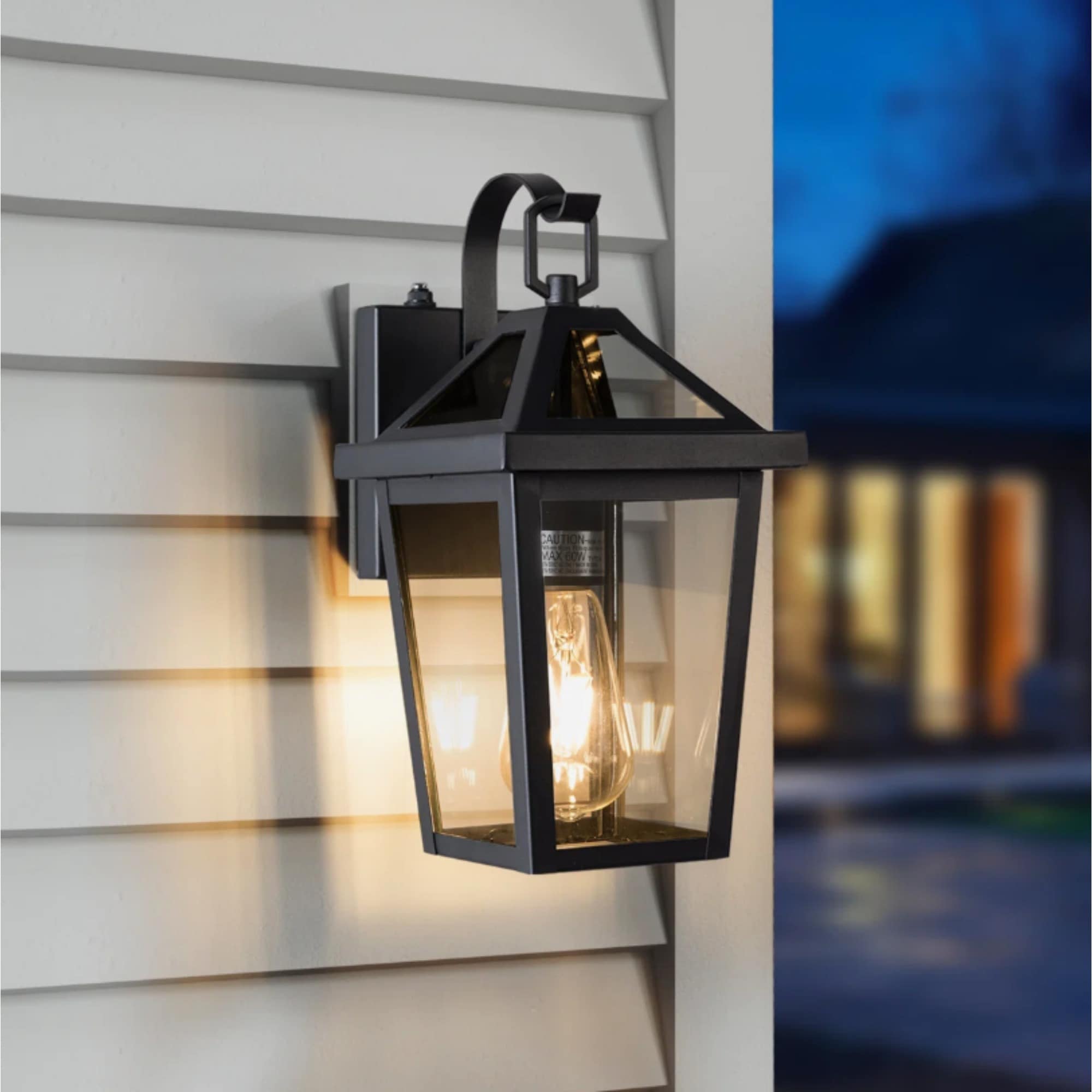 JUSHUA 13 inches Dusk to Dawn Outdoor Wall Lights Modern Waterproof Exterior Lighting Fixture Black Anti-Rust Outdoor Lantern Light Wall Mount for Porch Garage Entryway Patio