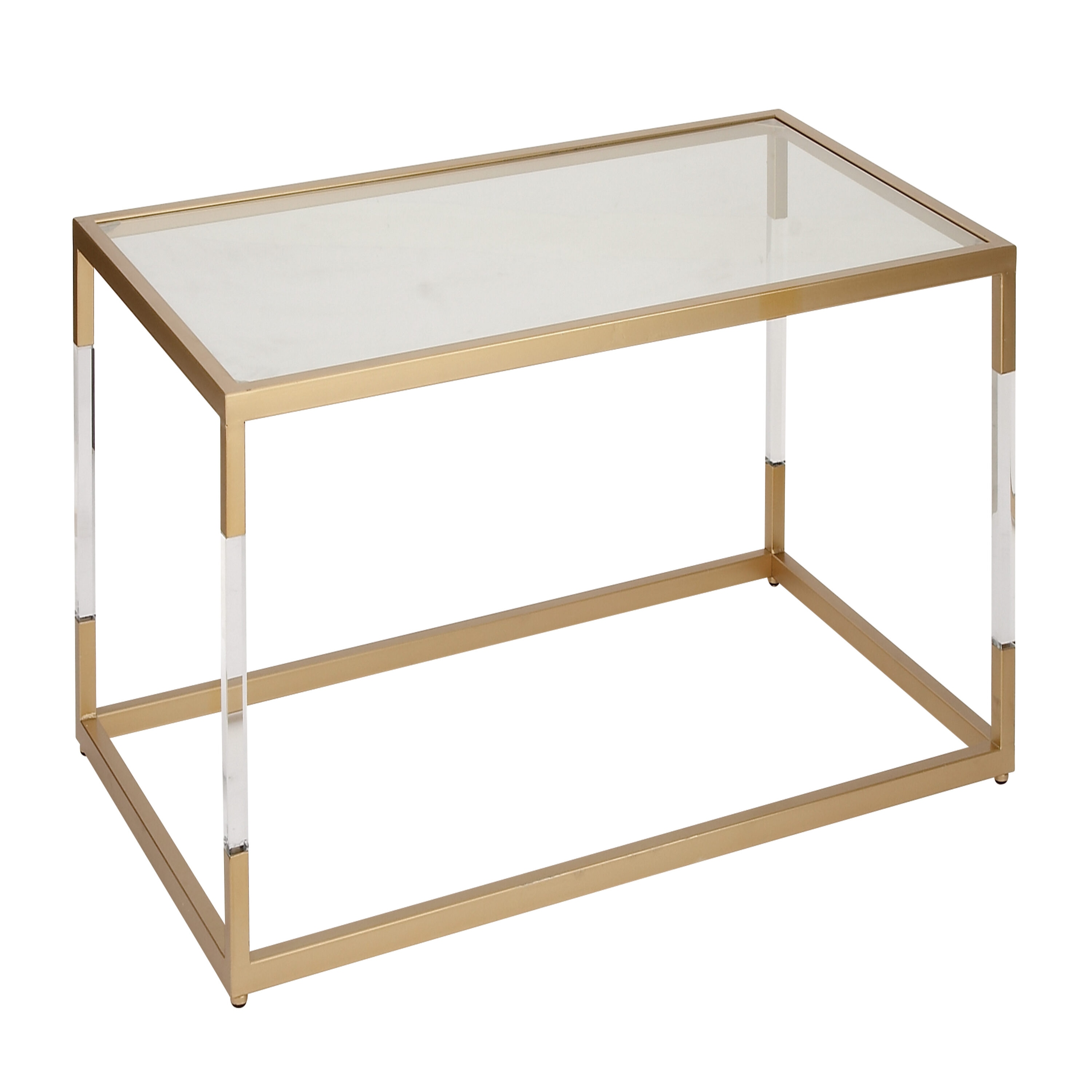 Elegant Gold and Clear Rectangular Outdoor Coffee Table with Acrylic Legs